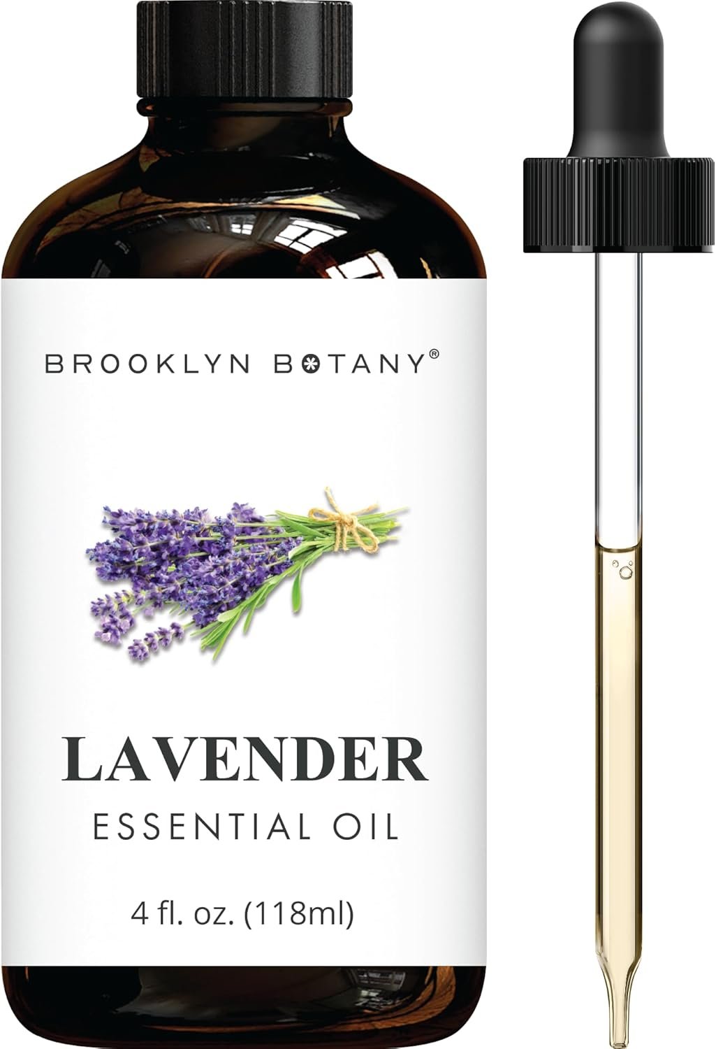 Brooklyn Botany Lavender Essential Oil – Huge 4 Fl Oz – with Glass Dropper – for Aromatherapy and Diffuser
