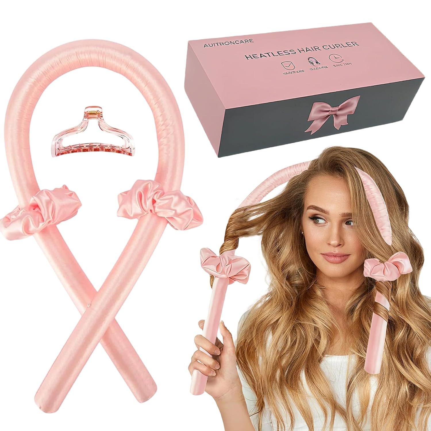 Heatless Curls Overnight,Hair Curlers to Sleep In,No Heat Satin Curling Rod Set Rollers,Sleeping Blowout Headband, Foam Curly Ribbon Styling Tool for Long Hair