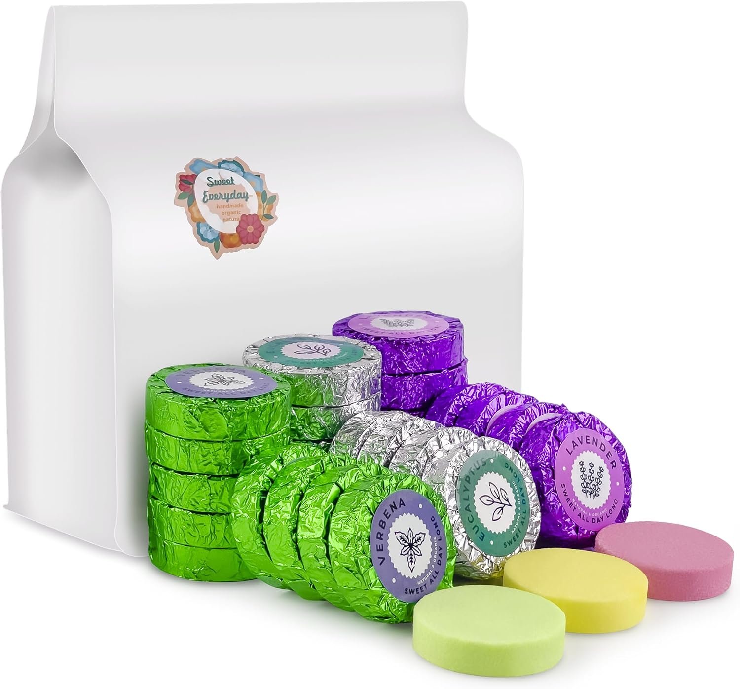 Shower Steamers Multi-Quantity Packed (45PCS) Women/Men Gift Set–Lavender, Verbena, Eucalyptus Aromatic Shower Bombs, Individually Wrapped Tablets for Mother’s Day & Anniversaries