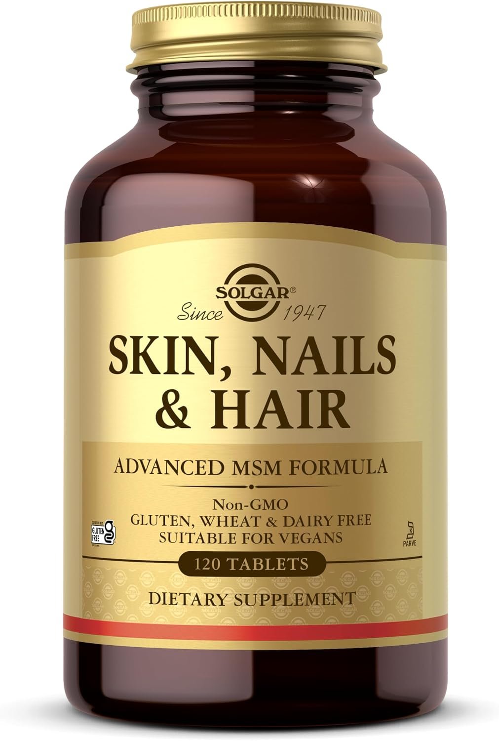 Solgar Skin, Nails & Hair, Advanced MSM Formula, 120 Tablets – Supports Collagen for Hair, Nail and Skin Health – Provides Zinc, Vitamin C & Copper – Non GMO, Vegan, Gluten & Dairy Free – 60 Servings