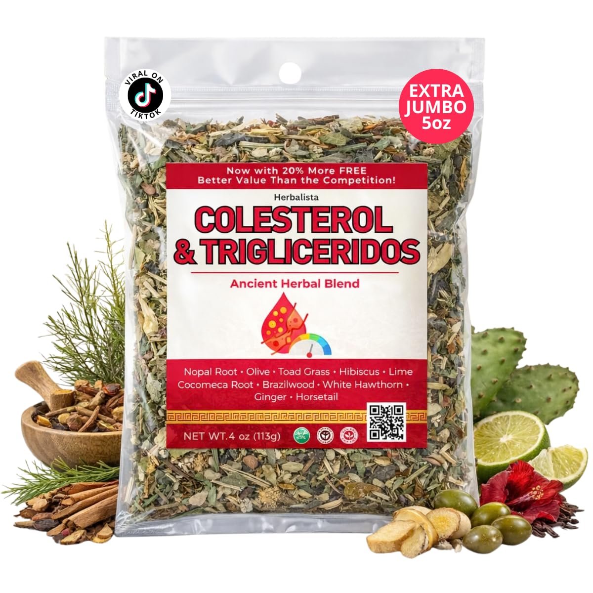 Herbalista – Colesterol Herbal Compound Tea 5oz (141g) – 100% Natural Infusion – Compuesto Ancestral Hierbas Naturales – Makes 40+ Cups – Herbal Mixture – Té Bienestar Ancestral – Non-GMO | No Cafeína