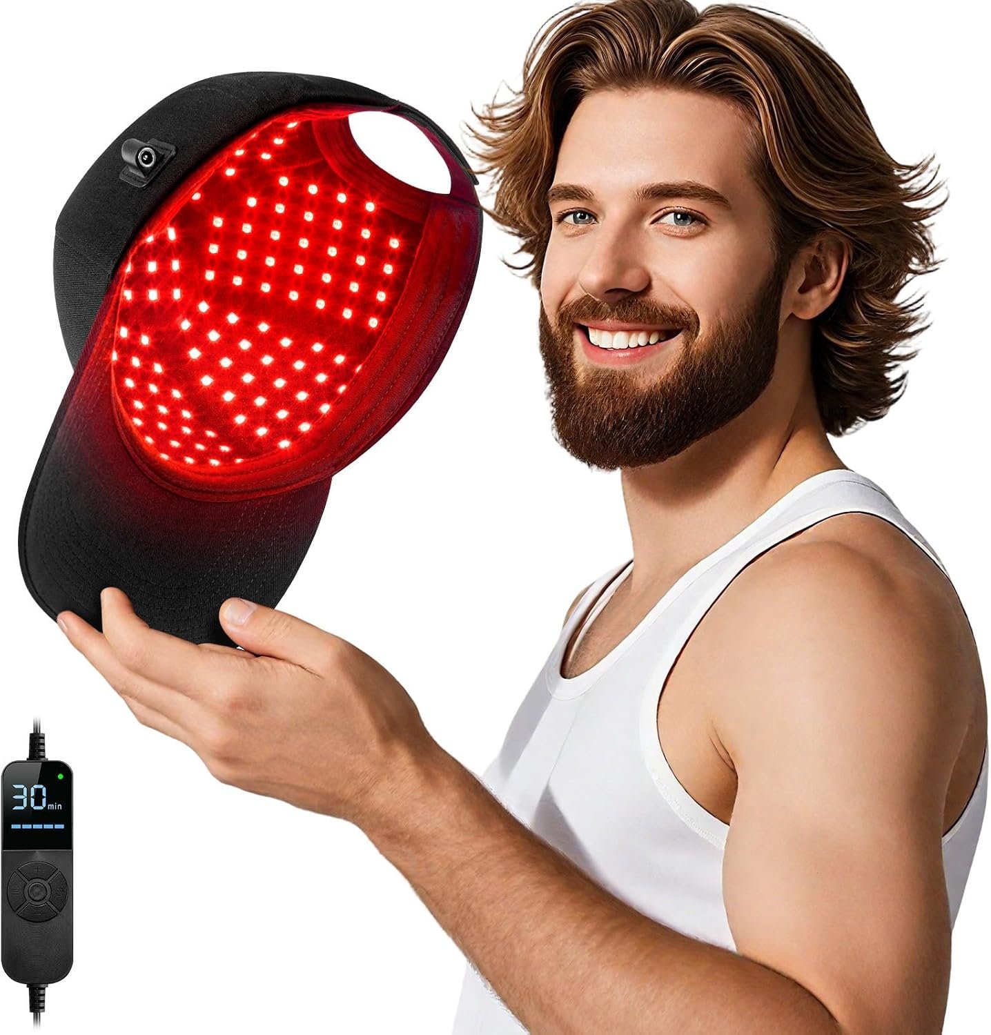 Laser Hair Growth Cap，Red Light theray for Hair, Deep Black Cap