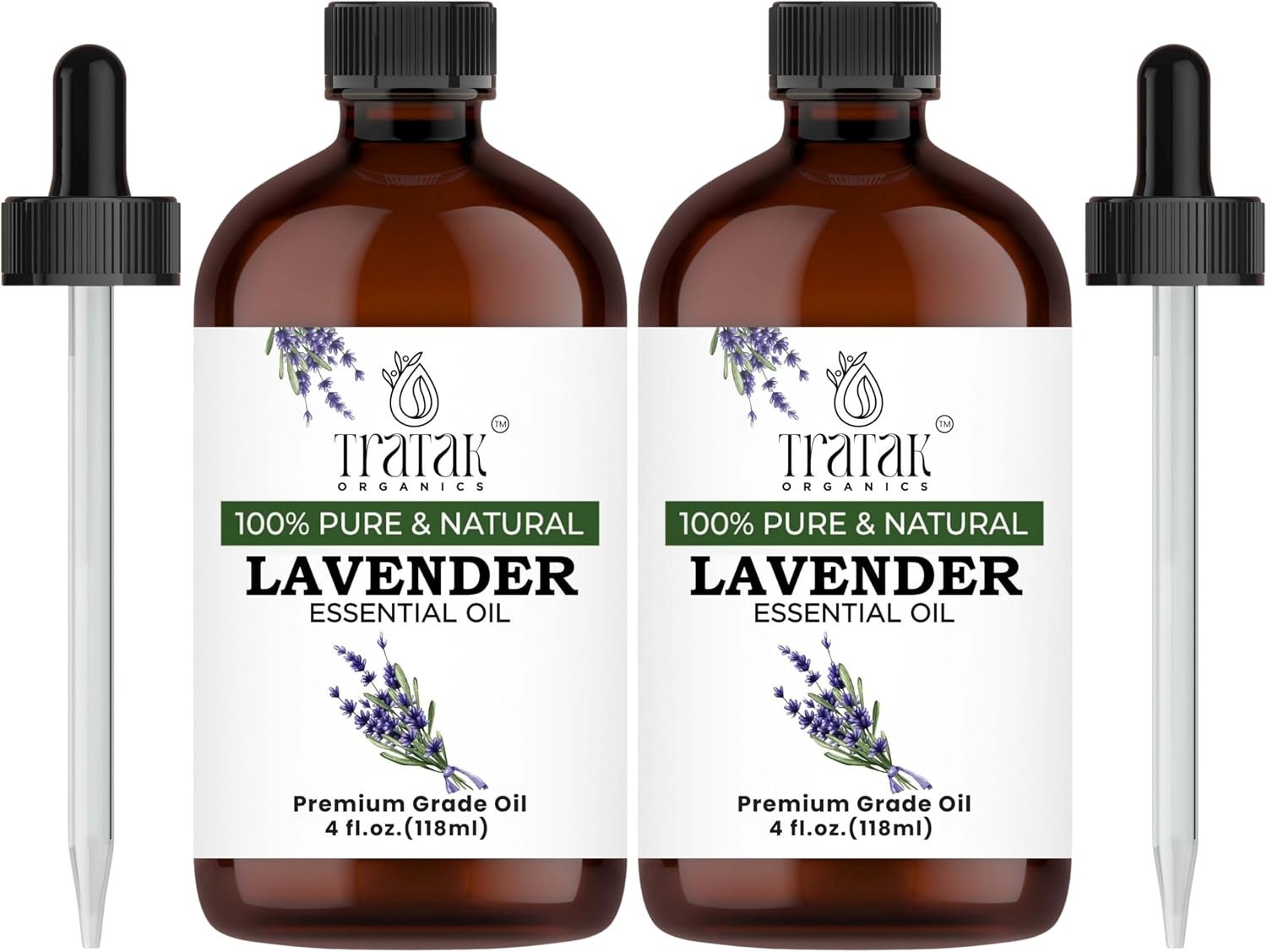 Lavender Essential Oil with Premium Dropper – Undiluted Essential Oil for Diffuser & Aromatherapy – Lavender Oil, Huge 4 fl oz (Pack of 2)