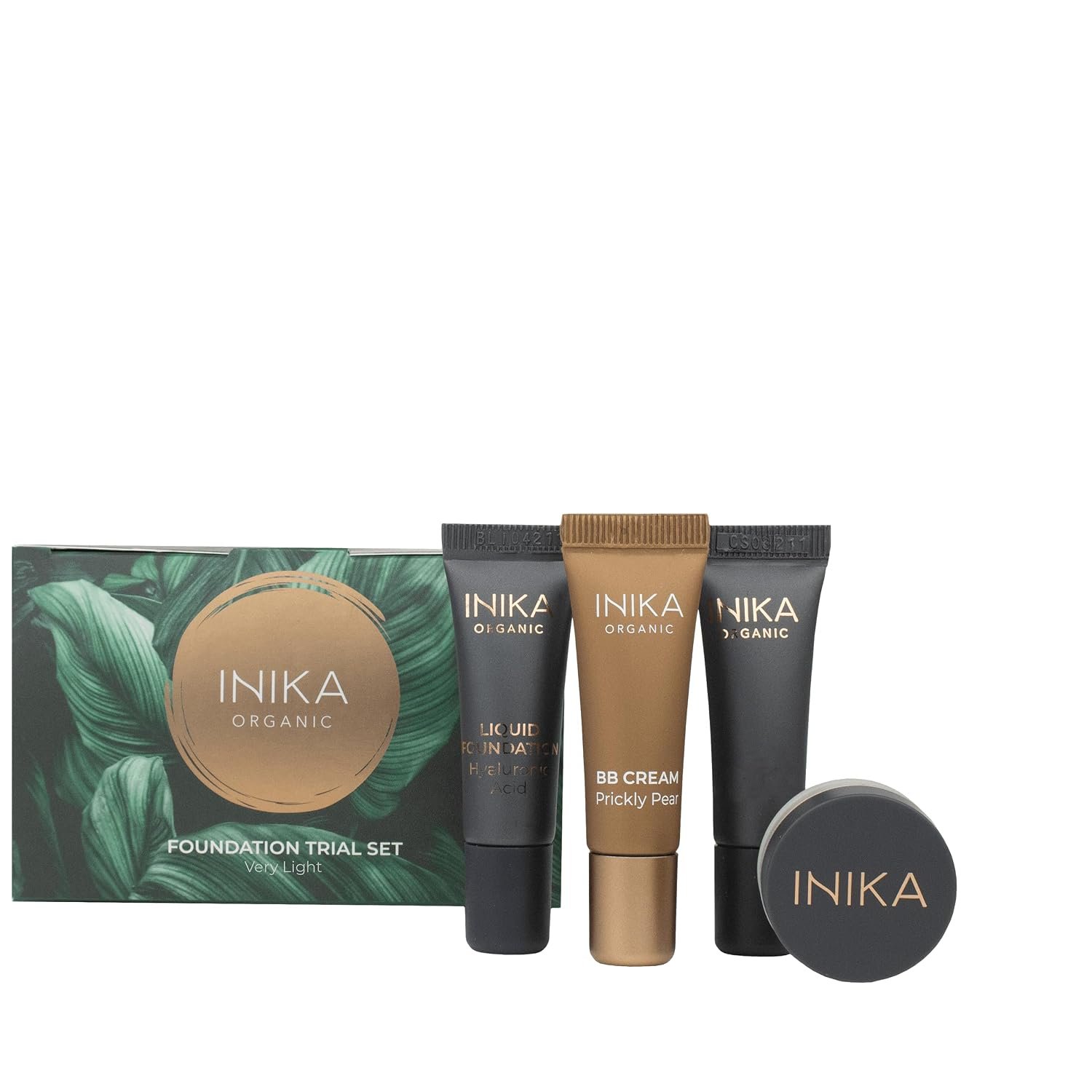 INIKA Organic Foundation Trial Set, Natural Mineral essentials kit, Vegan, Cruelty-Free, Paraben-Free, Rich in Antioxidants and Essential Fatty Acids, Comes in Sustainable Packaging – Very Light