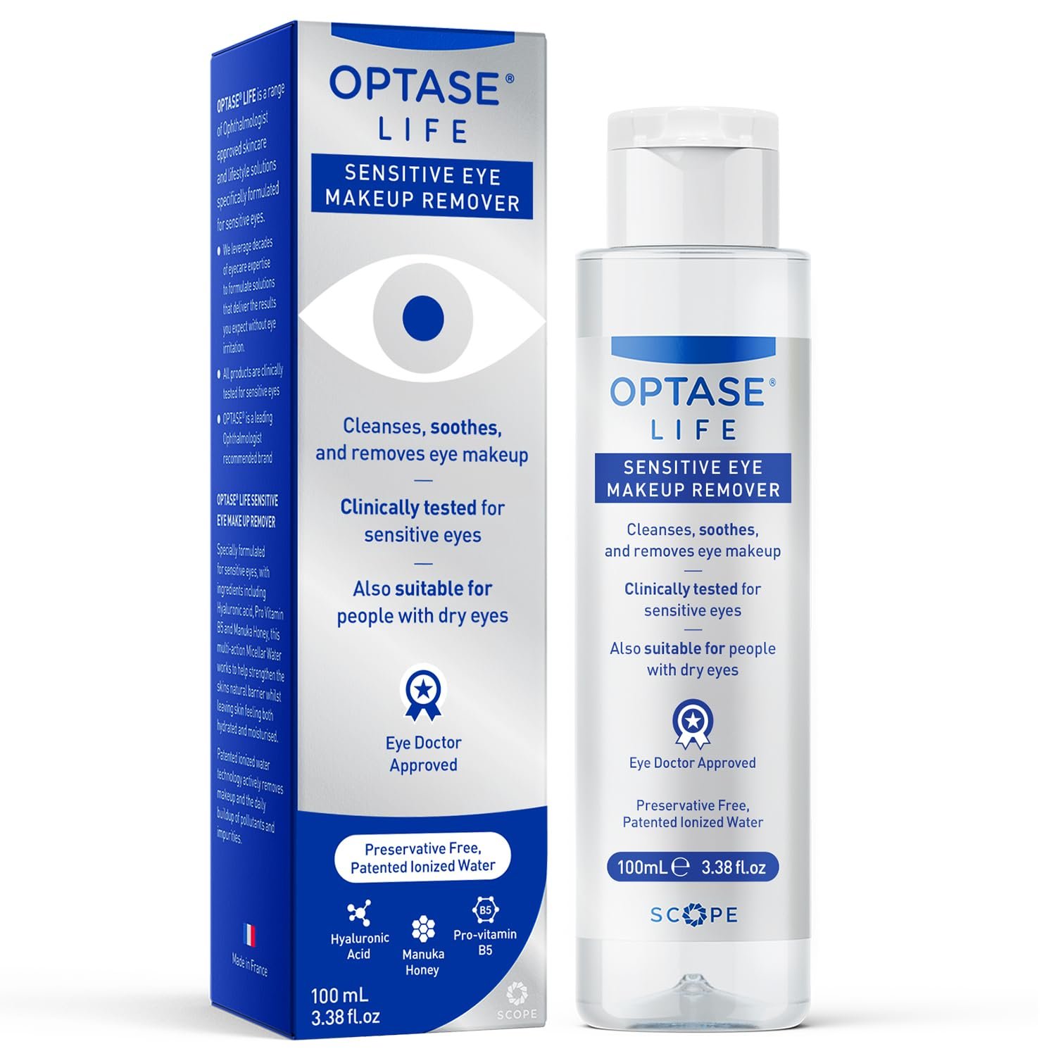 Optase Life Sensitive Eye Makeup Remover – Gentle & Effective for All Skin Types – Breakthrough Innovation vs Traditional Micellar Water – 100ml