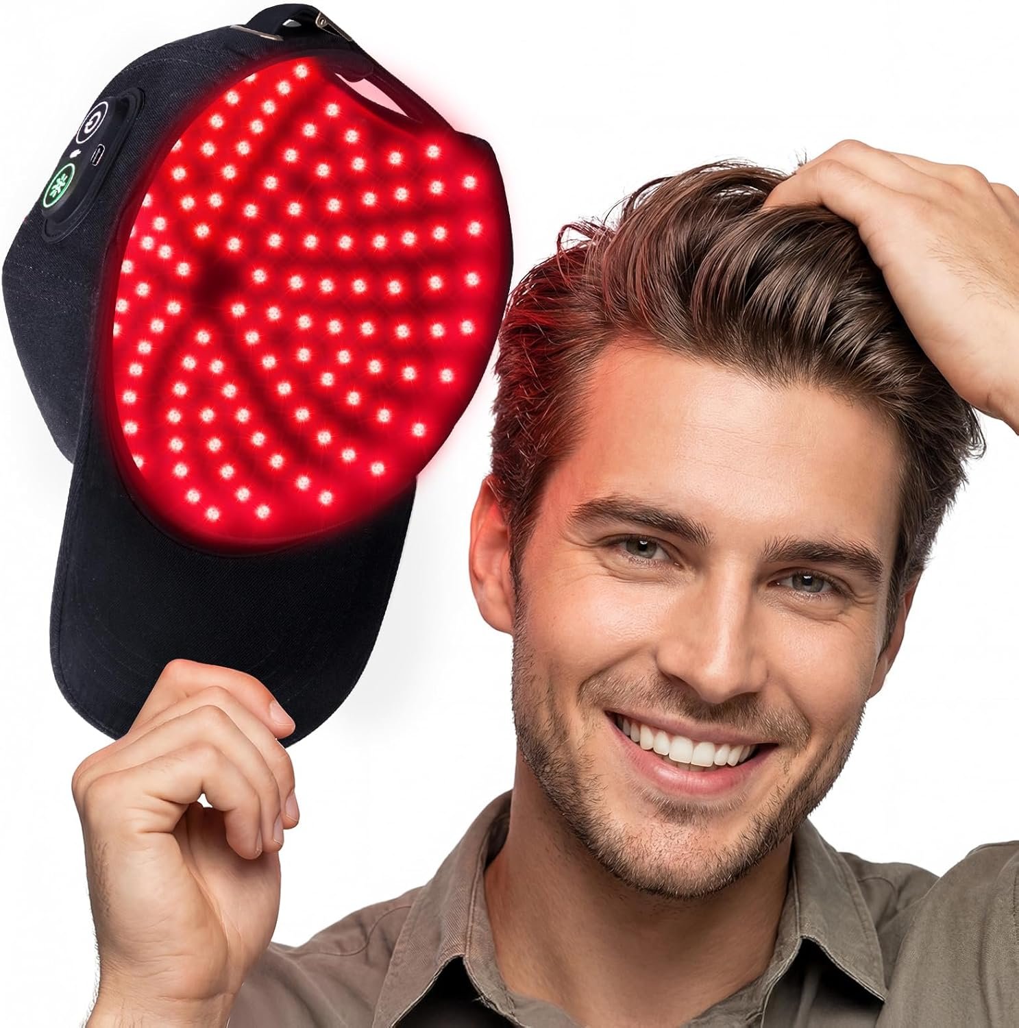 Red Light Therapy for Hair Growth with 660nm & 850nm Wavelength,Laser Hair Growth Cap with Adjustable Light Levels, Wireless and Rechargeable Hair Regrowth Cap for Men and Women