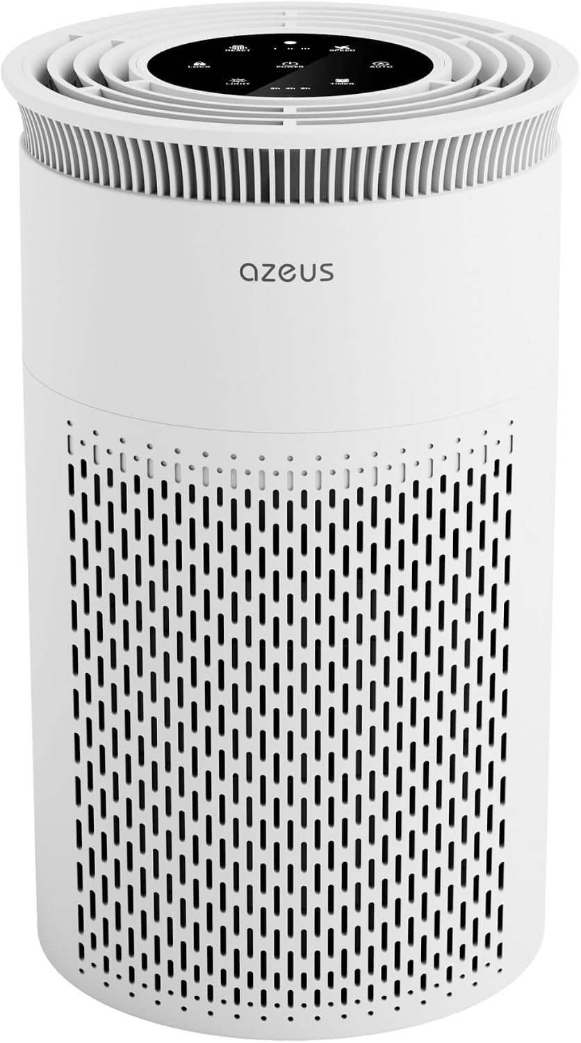 AZEUS Air Purifier C8 for Home Bedroom Office, HEPA Filter Air Cleaner with Activated Carbon, Captures Dust Pet Dander Smoke Odors, Medium Room Air Purifier