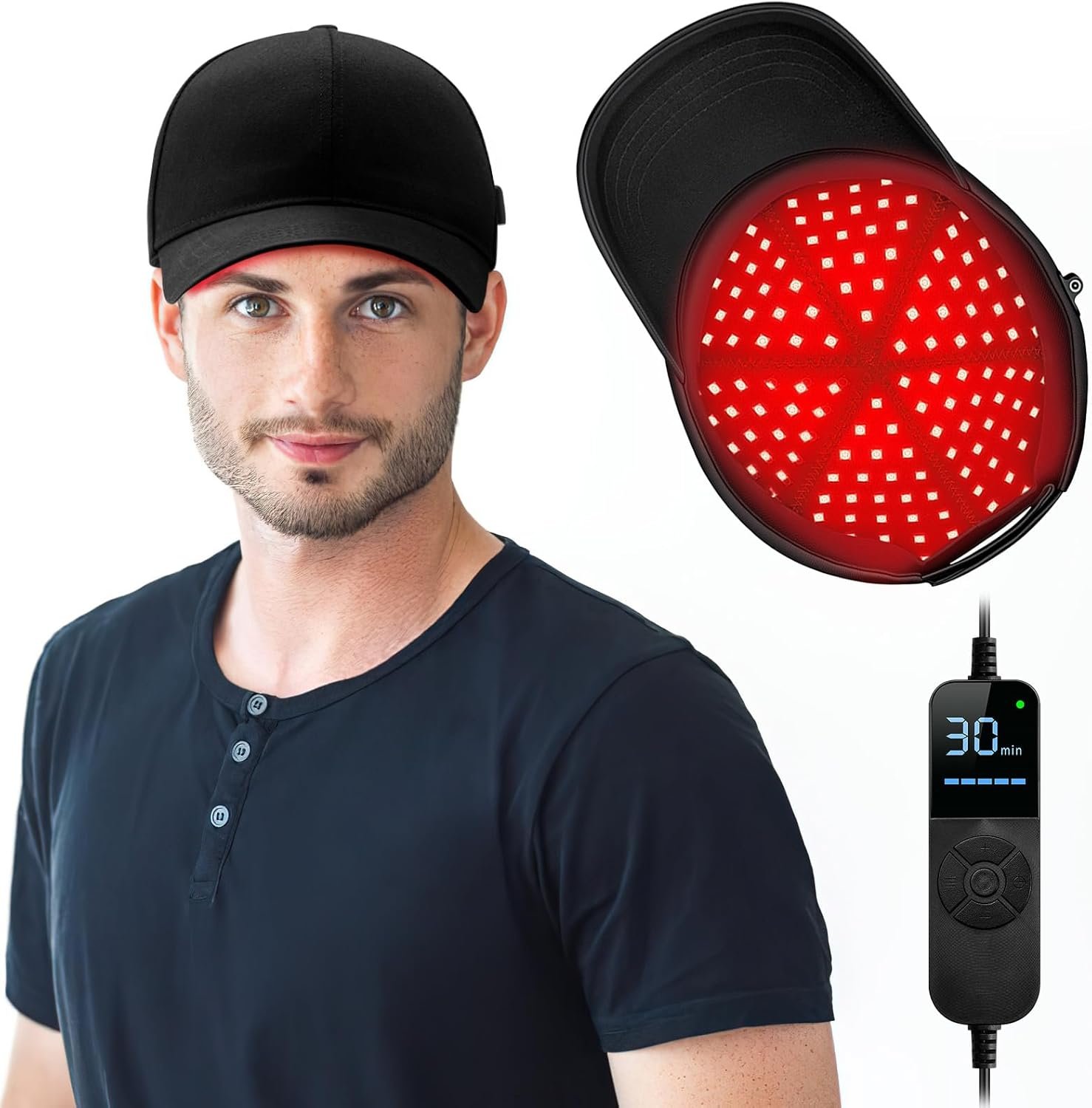 Laser Hair Growth Cap, Red Light Hat, Black