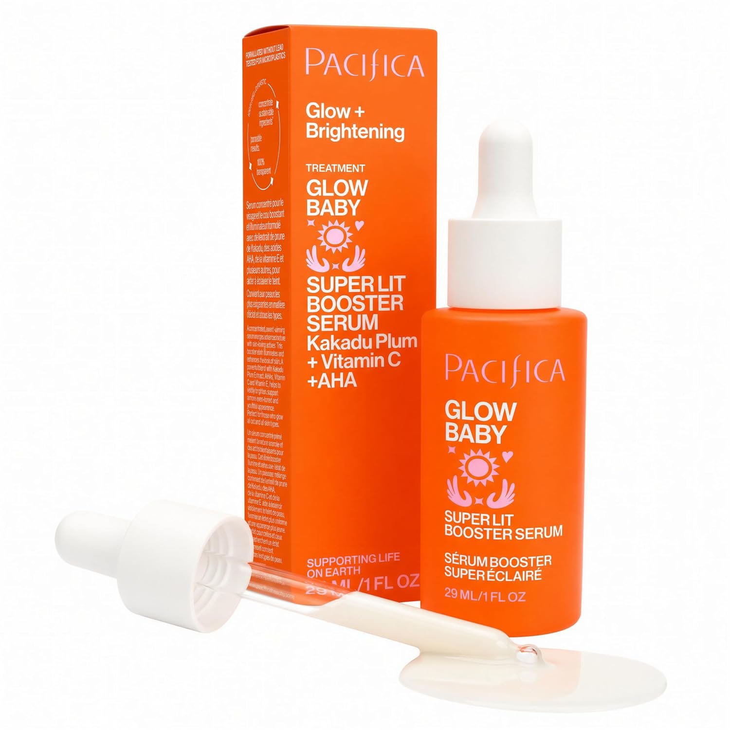 Pacifica Vitamin C Serum for Face – Glow Baby Brightening Facial Serum with Glycolic Acid – Vitamin C Booster Skin Care, Dark Spot Corrector, Vegan Skincare for Glowing Skin, Dermatologist Tested