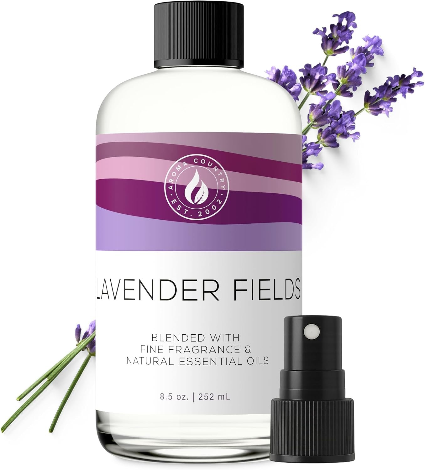 Aroma Country Lavender Fields Diffuser Oil – Luxury Essential Oils for Diffuser Refill & Air Freshener Room Spray – Long-Lasting & Natural Home Fragrance, Scented Oil for Diffusers (8.5 Fl. oz)
