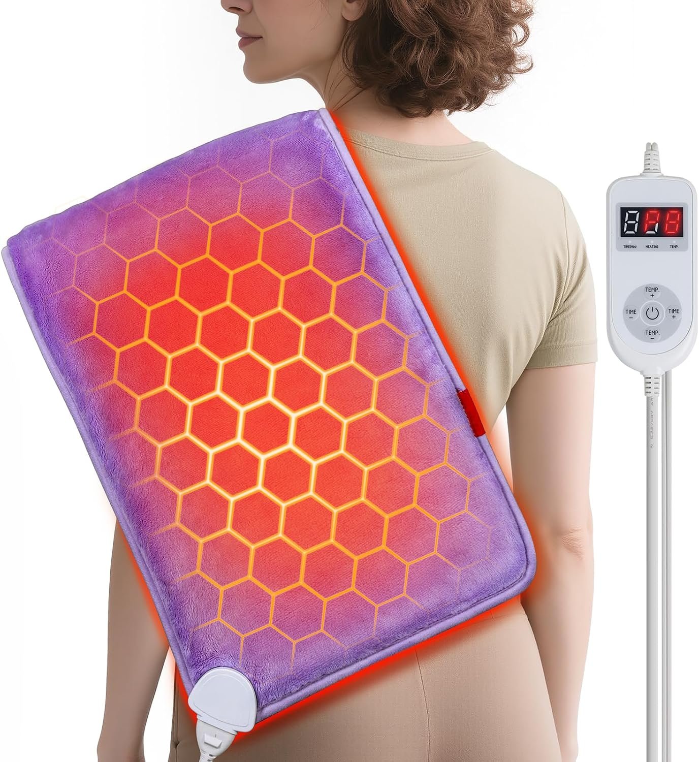 Extra-Hot Infrared Heating Pad: 2-3 Inches Penetrates Muscles Deeply & 3S Fast Heating for Back Chronic Pain Stiffness – Hottest to 160℉ for Women from Desk Job – 4H Auto Off Graphene