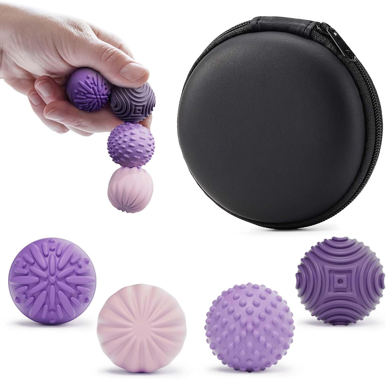 luckdoor Silicone Magnetic Balls Fidget Toys for Adults & Teens,4PCS Stress Relief Sensory Toys for Autism ADHD Anxiety,Fun Textures Gadgets,Office Desk Toy,Stocking Stuffer for Men Women Teen Gift
