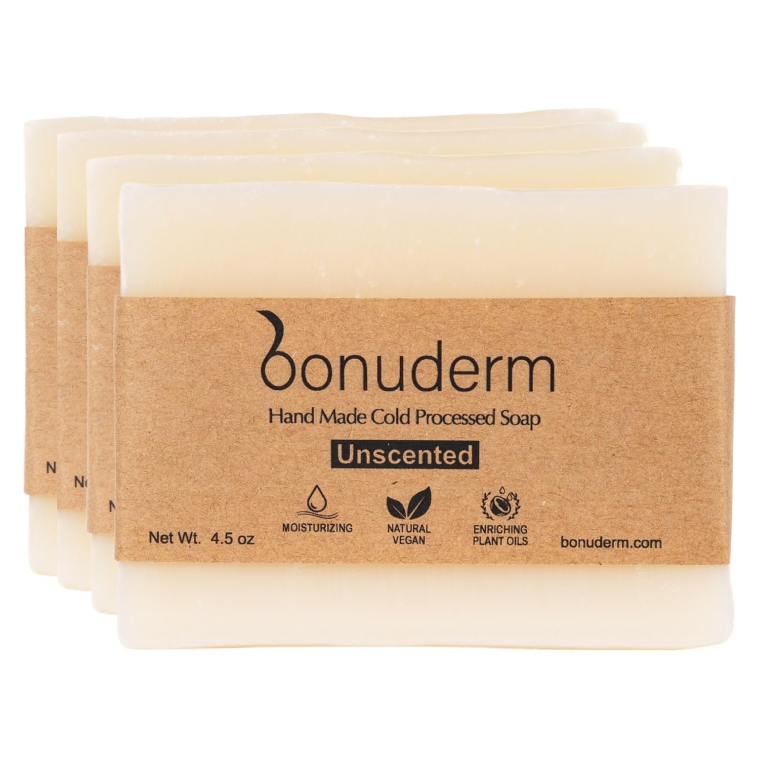 Unscented & Fragrance Free Soap (4-pack) | Sensitive Skin All Natural Bar Soap for Women & Men | Natural Soap Bar | Body Soap Bars | Handmade in the USA | Vegan