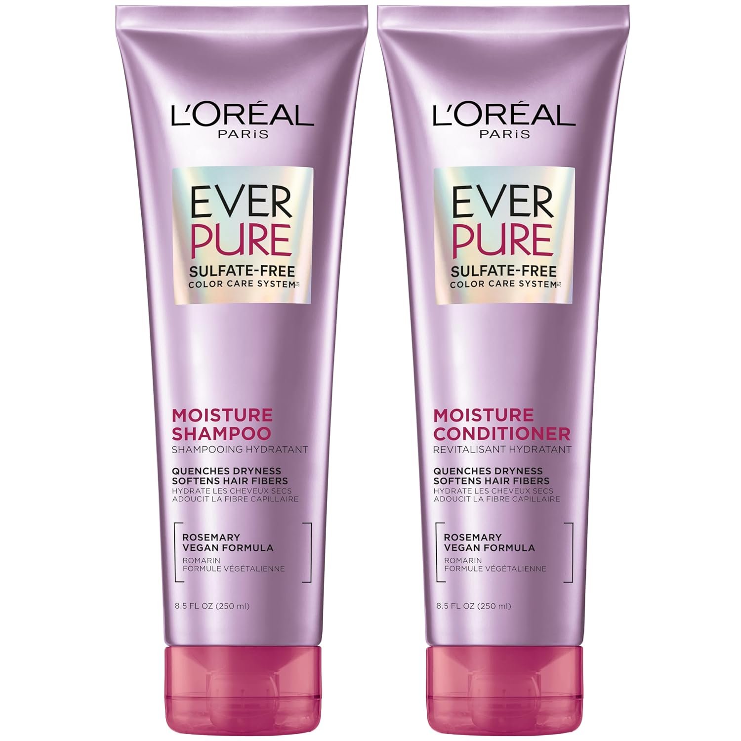 L’Oreal Paris EverPure Moisture Shampoo and Conditioner Set, Sulfate-Free Hair Care for Dry or Color-Treated Hair with Rosemary Botanicals, 17 Fl Oz Set
