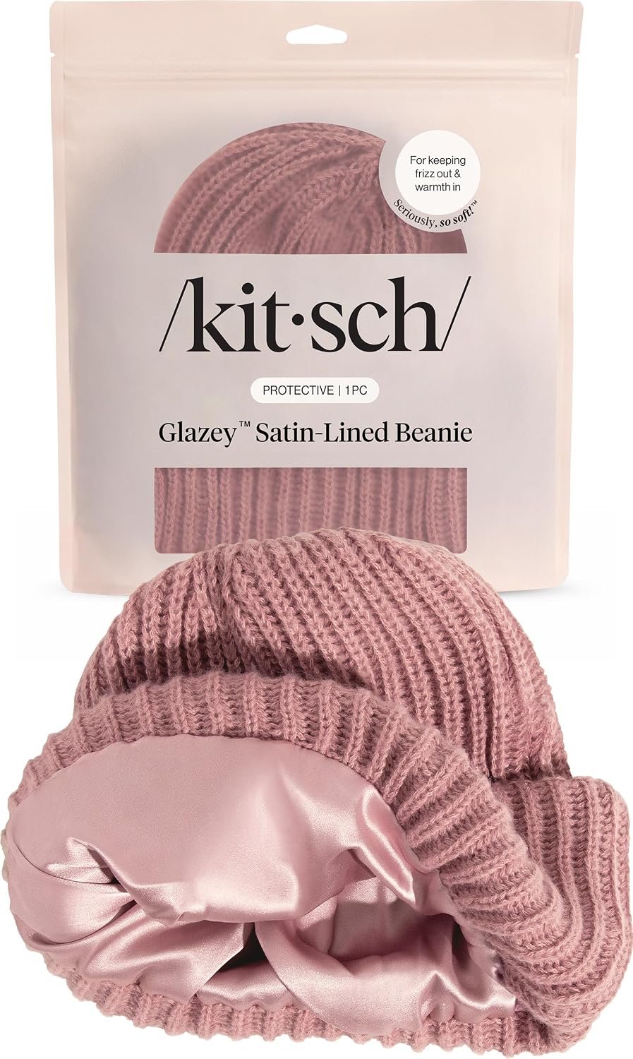 Kitsch Glazey™ Satin Lined Beanie for Men and Women – Cozy Winter & Anti Frizz Beanies for Men, Stylish Hat for All Hair Type