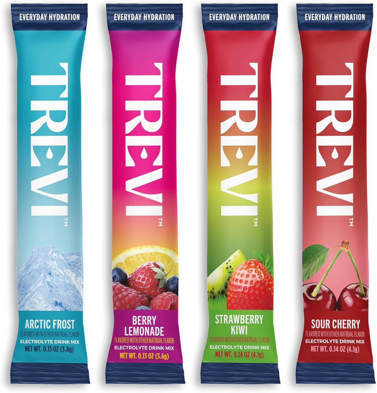 TREVI™ Everyday Sugar Free Electrolytes – Essential Drink Mix Hydration Powder Packets – 20 Count – Favorites Variety Pack – Sour Cherry, Strawberry Kiwi, Berry Lemonade, Arctic Frost