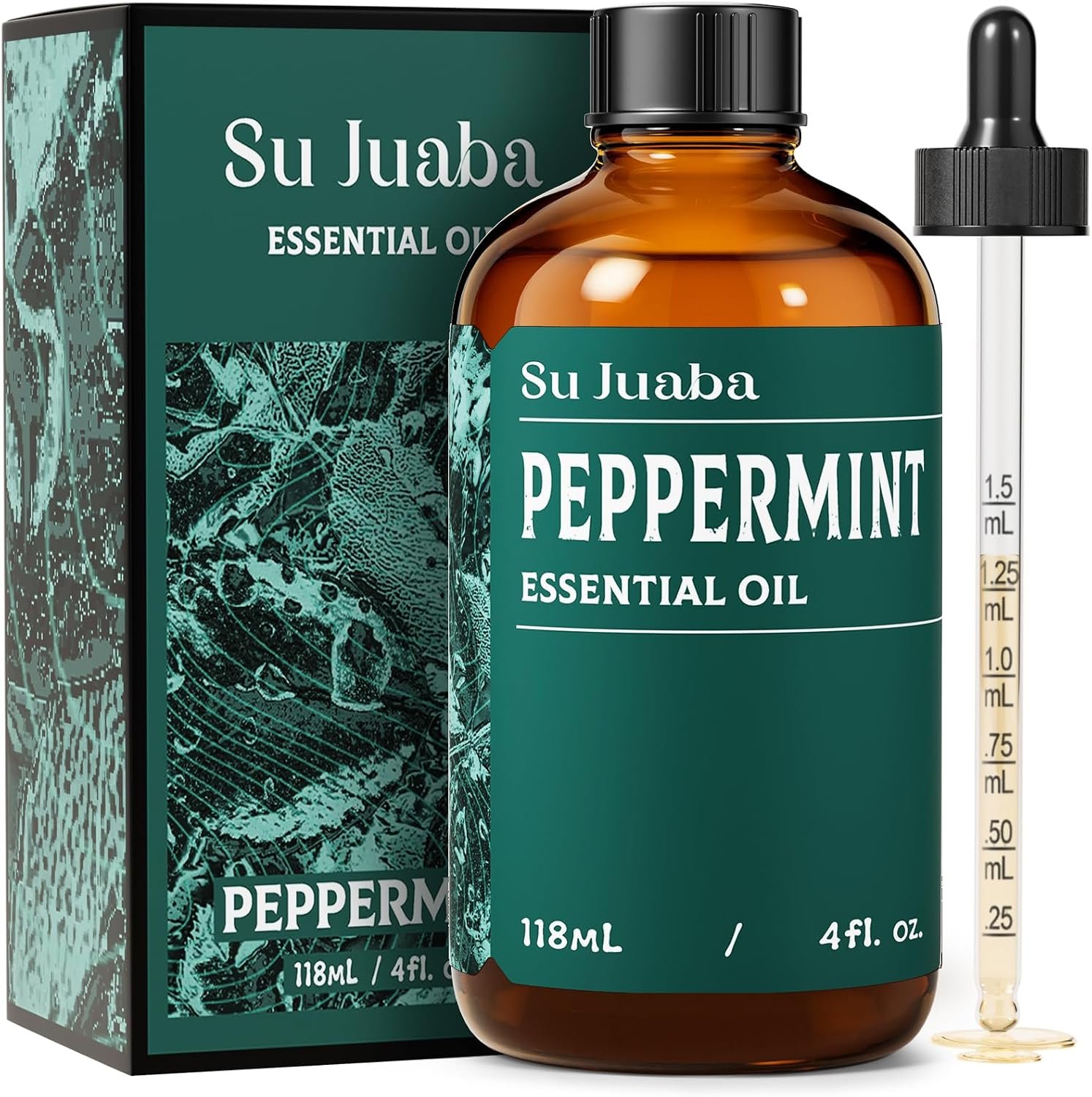 SU JUABA Peppermint Oil for Hair, Diffuser, Aromatherapy, Air Freshener | Refreshing & Energizing, Releases Peppermint Wide Space Protection, Can Used for DIY – 118ml / 4.0 fl oz