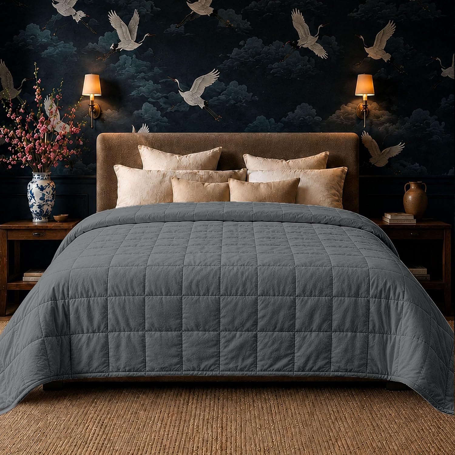 HomeSmart Weighted Blanket King Size 50lbs, The Heaviest Weighted Blanket, Fits Standard and California King Beds, Grey, 88×104