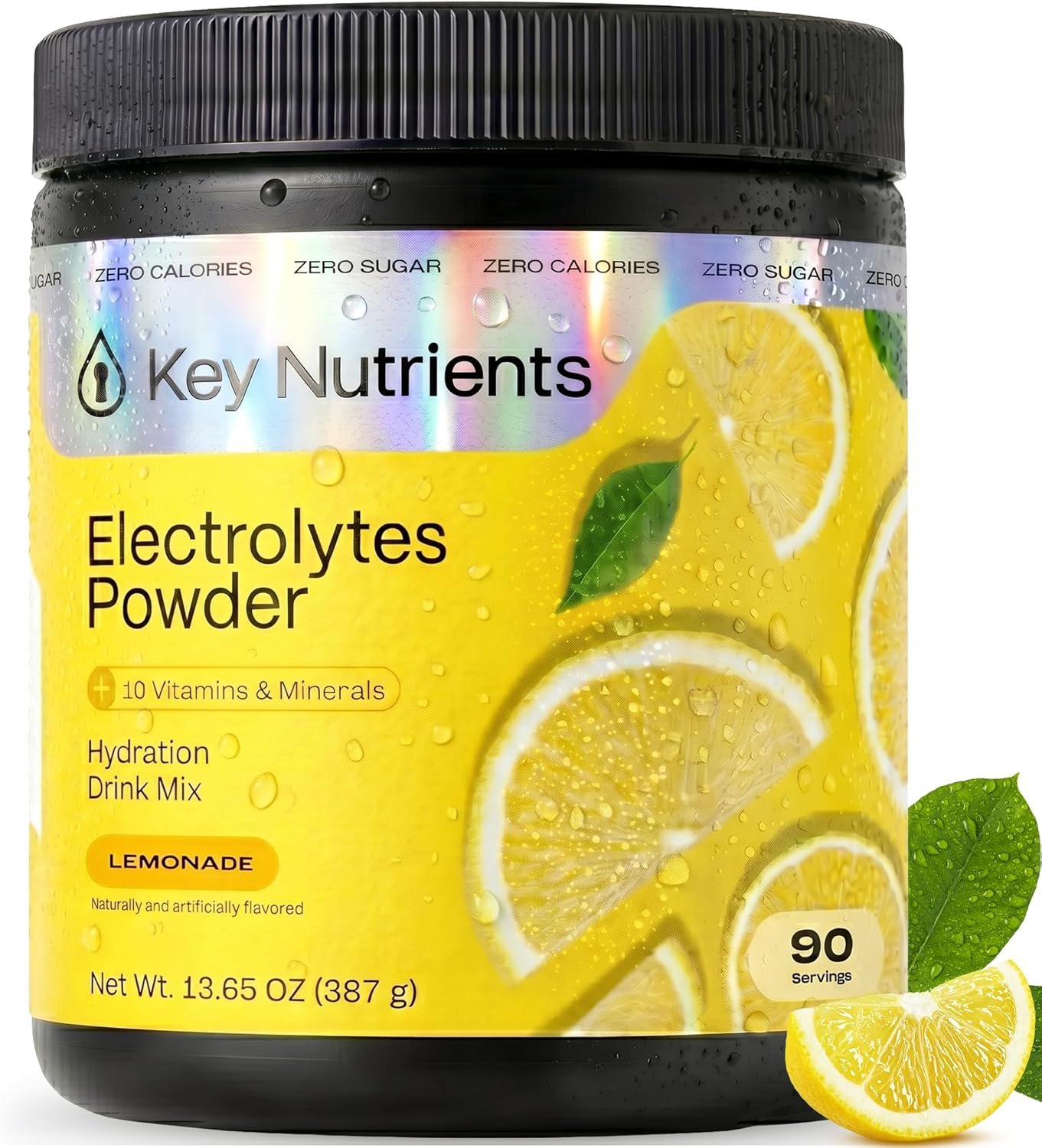 KEY NUTRIENTS Multivitamin Electrolytes Powder No Sugar – Refreshing Lemonade Electrolyte Powder – Sodium & Energy Supplement – Hydration Powder – No Calories – 90 Servings – Made in USA
