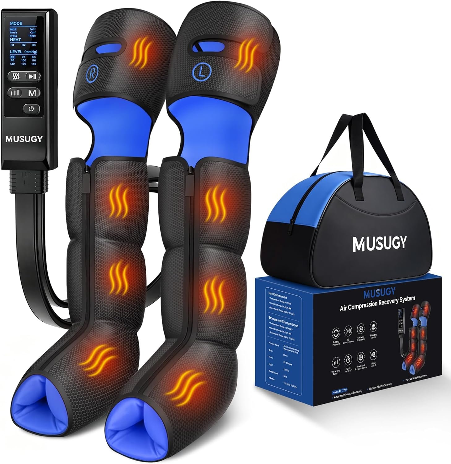 Leg Massager with Heat and Compression : Sequential Compression Boots with 6 Modes,9 Intensity and 3 Heat for Circulation and Pain Relief – Christmas Birthday for Mom, Dad, Athletes, Gym