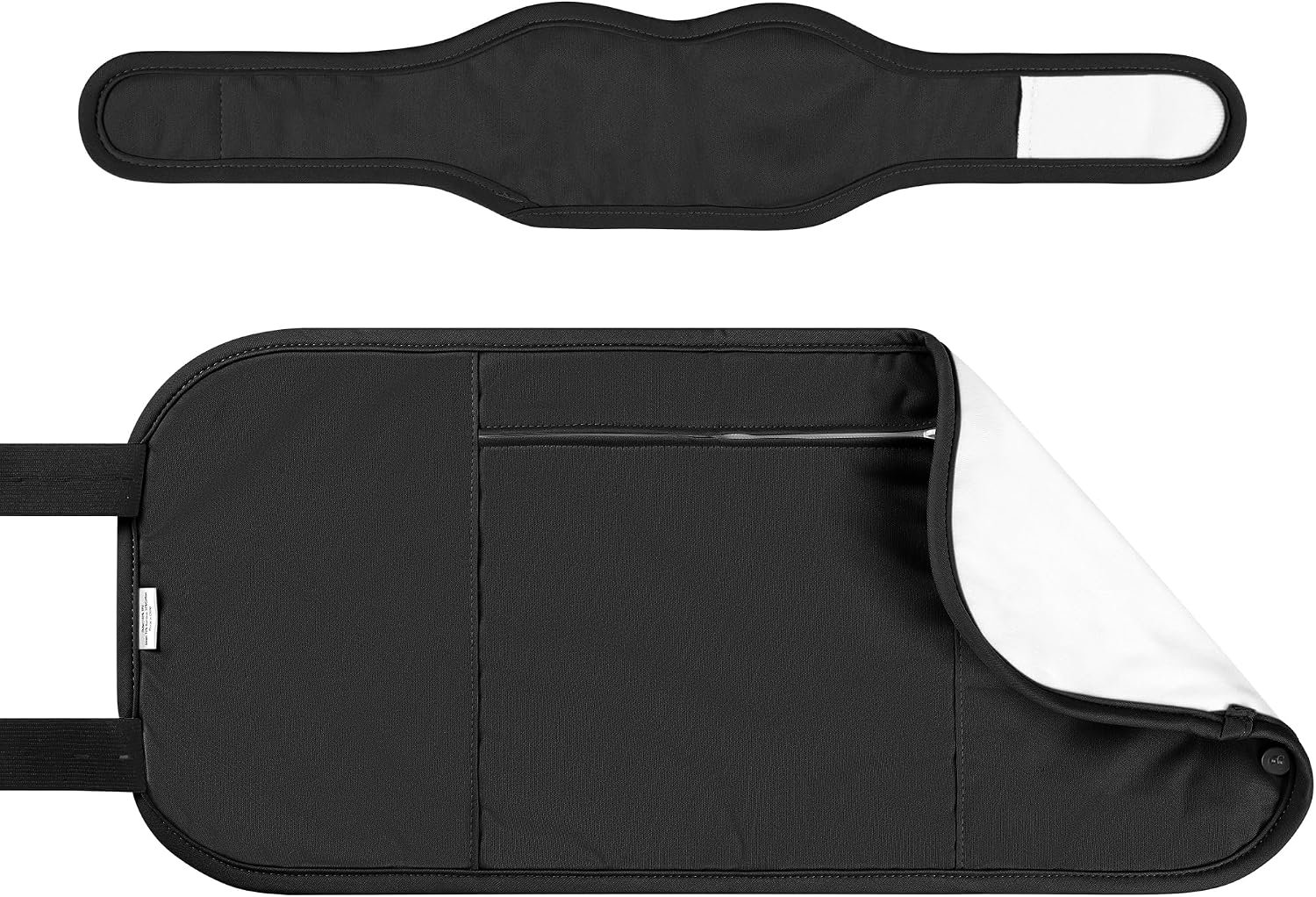 2 Pack Castor Oil Pack Wrap Organic Cotton for Liver Detox, Reusable Castor Oil Compress Highly Absorbent Anti Oil Leak, Black（Oil are Not Include