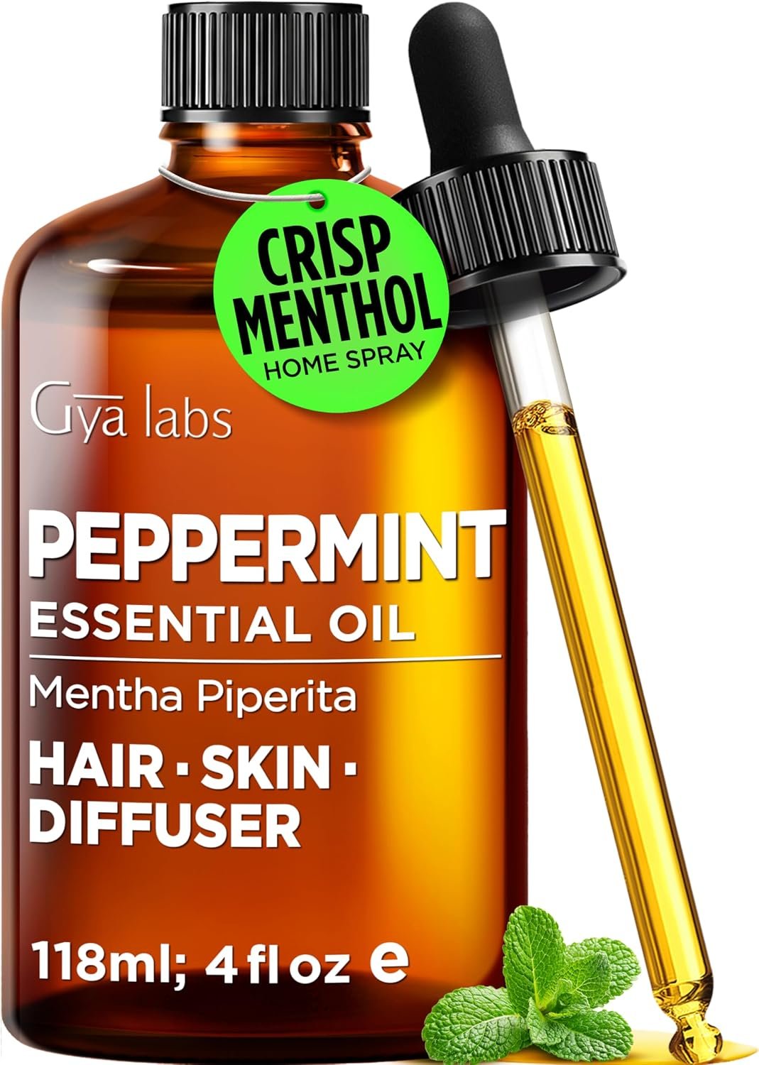 100% Pure Peppermint Essential Oil – 4 Fl Oz – Peppermint Oil for Hair, Skin, Diffuser, Aromatherapy & DIY Candle Making Scent