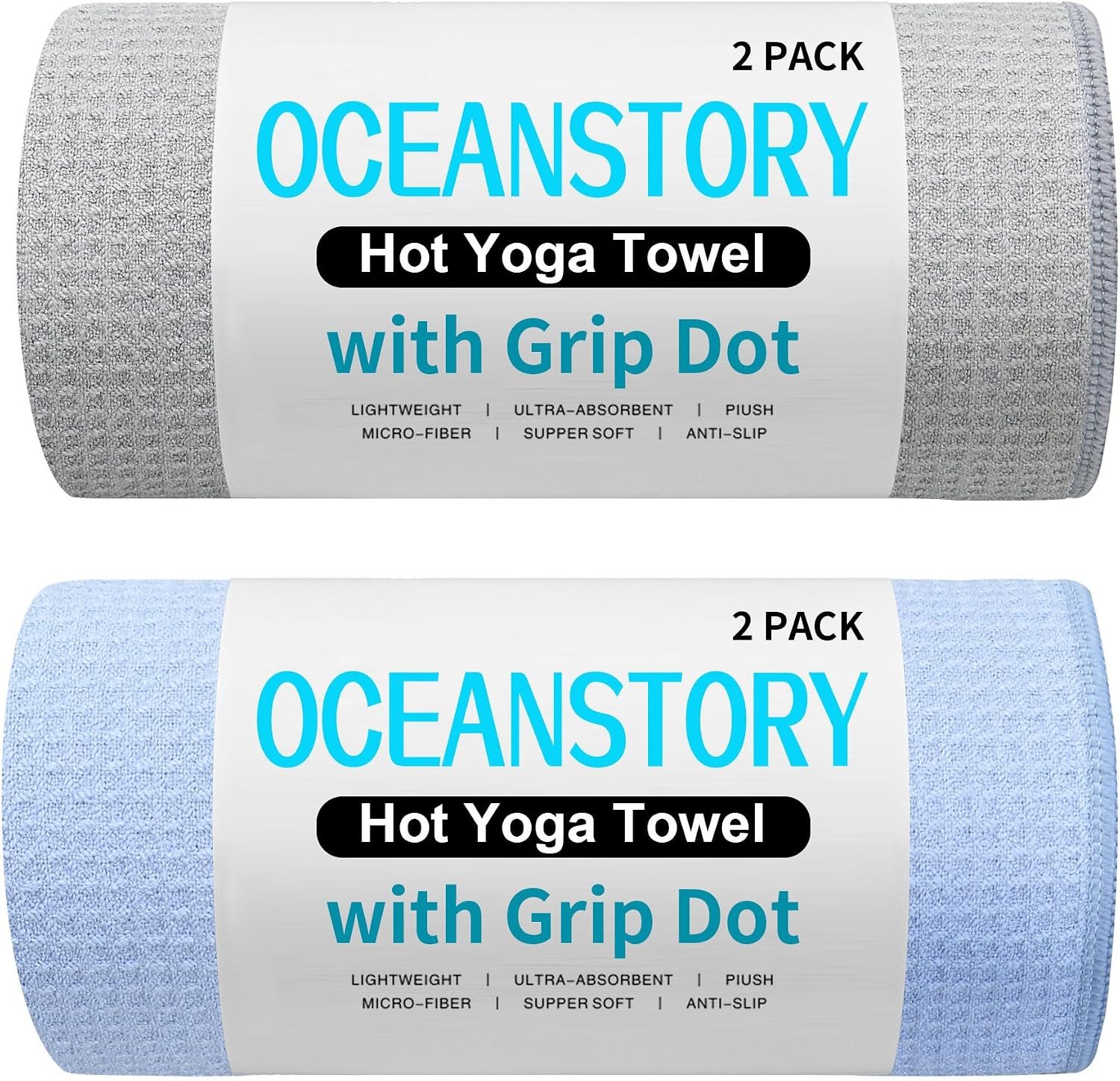2 Pack Hot Yoga Towel with Grip Dot, Non-Slip Mat Towel,Yoga Mat Towe Sweat Absorbent Towel for Hot Yoga,Bikram, Pilates