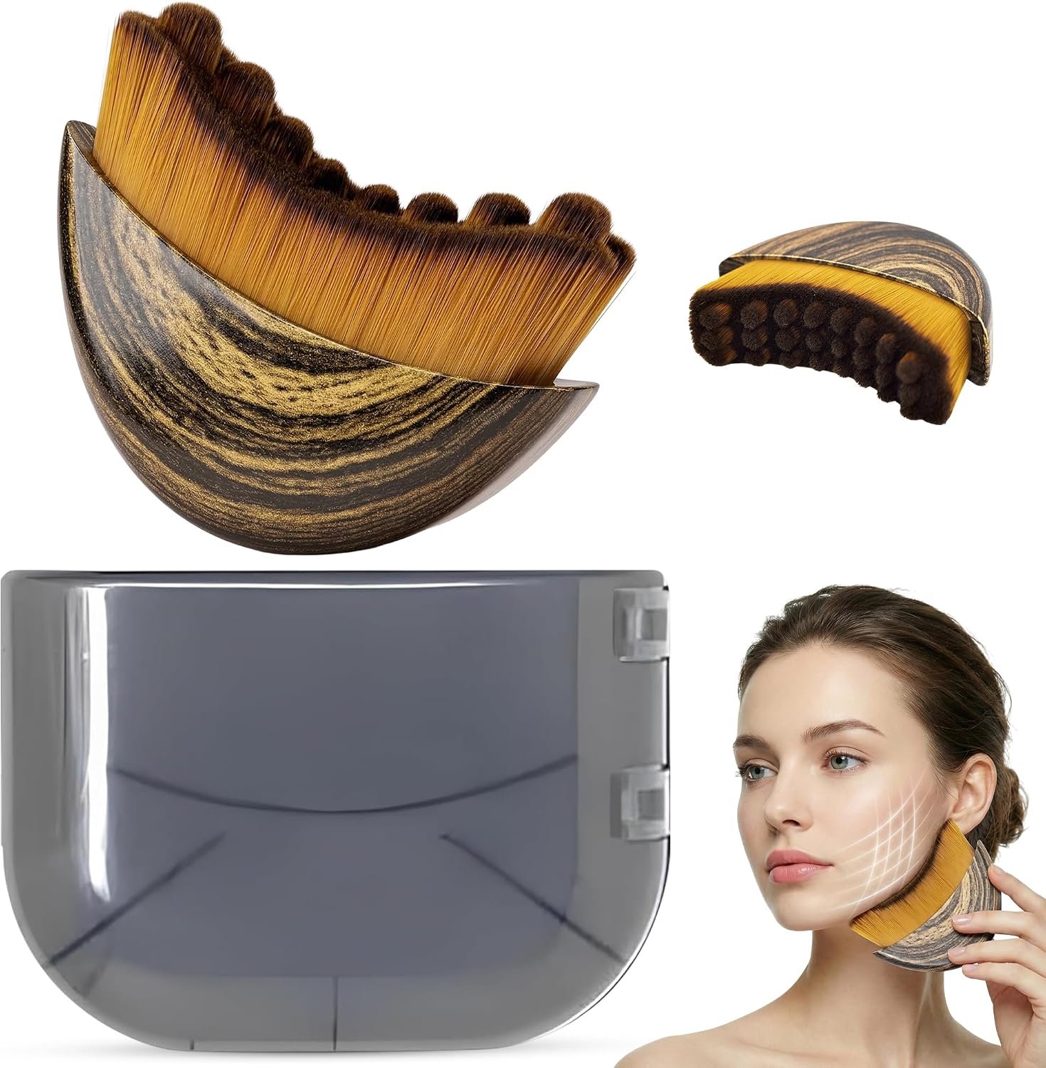 Lymphatic Contour Face Brush, Dry Brush for Lymphatic Drainage, Jawline & Neck Sculpting, Gua Sha Massager, Double Chin Reducer, Anti-Puffiness, Face Lifting & Skin Glow
