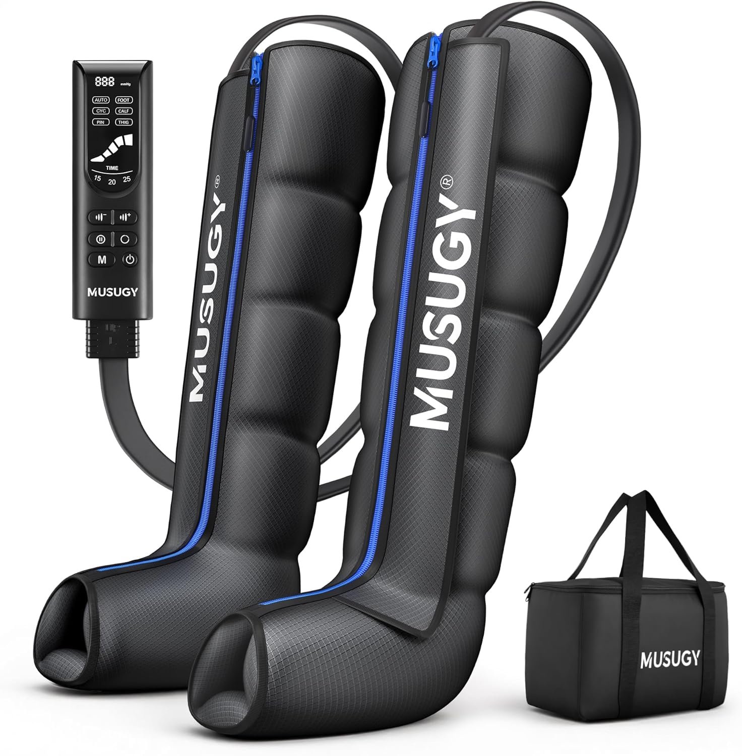 Sequential Leg Compression Massager for Circulation : Full Leg Air Compression Boots for Massage Therapy & Fatigue Relief – 9 Intensity, 6 Modes, 3 Timers for Athletes, Runners, Gym (Large)