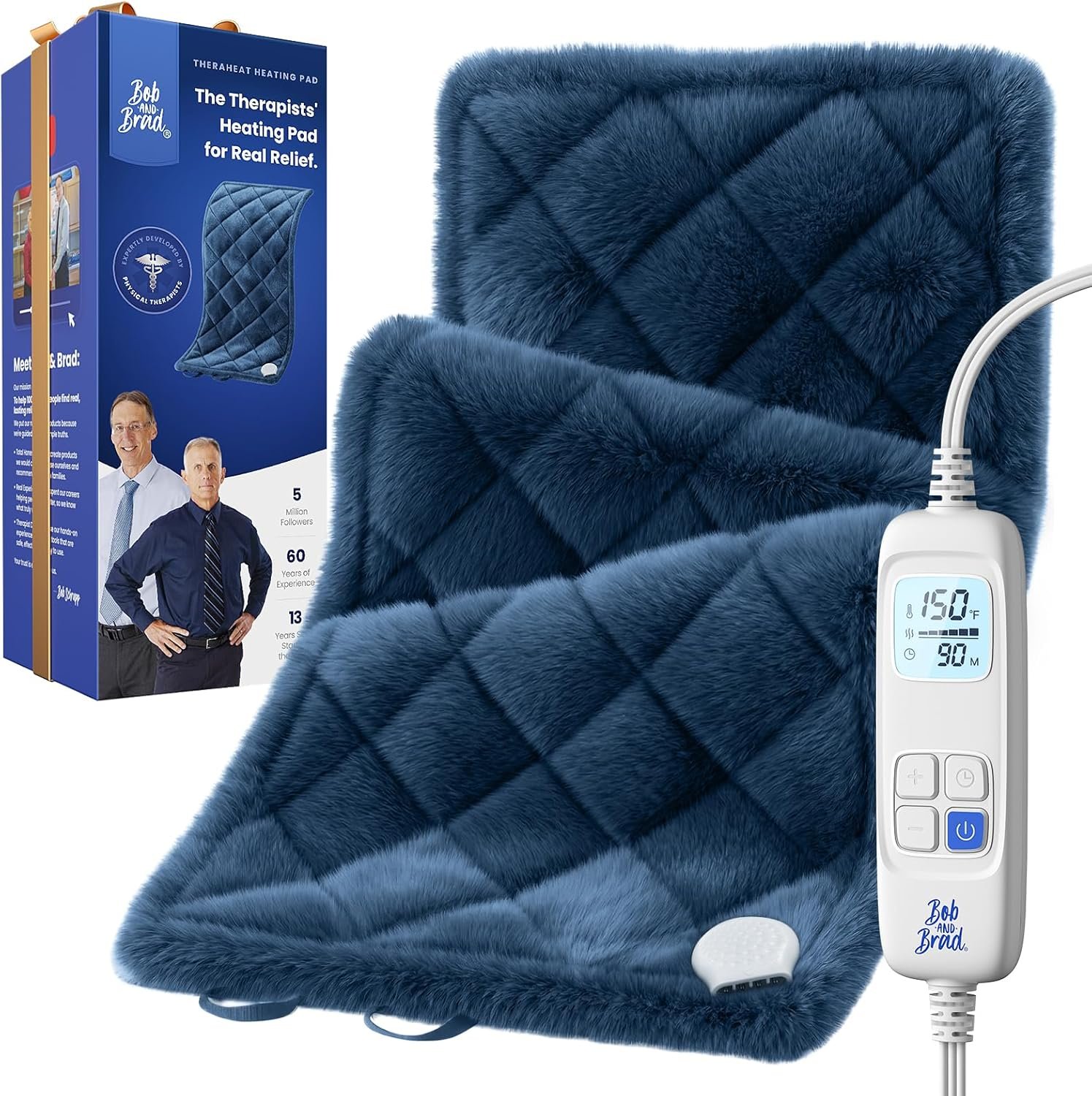 BOB AND BRAD Far Infrared Weighted Heating Pad for Back & Muscle Comfort, FSA-HSA Eligible, Large 12″x24″ Electric Heat Pad with Auto Off, Deep Moist Heat & Hands-Free Strap for Neck, Shoulder, Knee