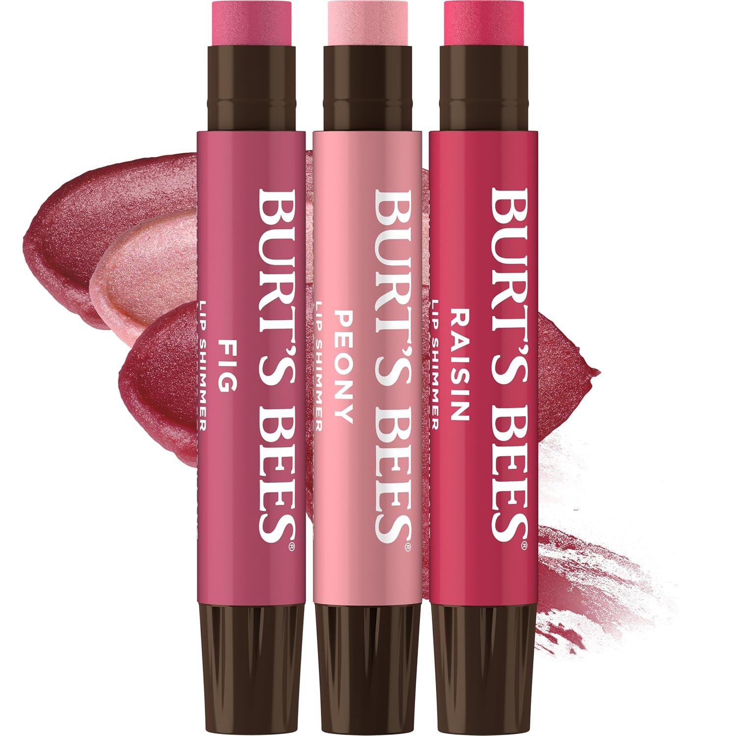 Burt’s Bees Lip Shimmer Nude Collection, Tinted Lip Balm Stick, Moisturizing for All Day Hydration with Natural Glowy Pigmented Finish & Buildable Color, 3 Warm Shades, Value Pack, 0.09 oz., Three Tubes