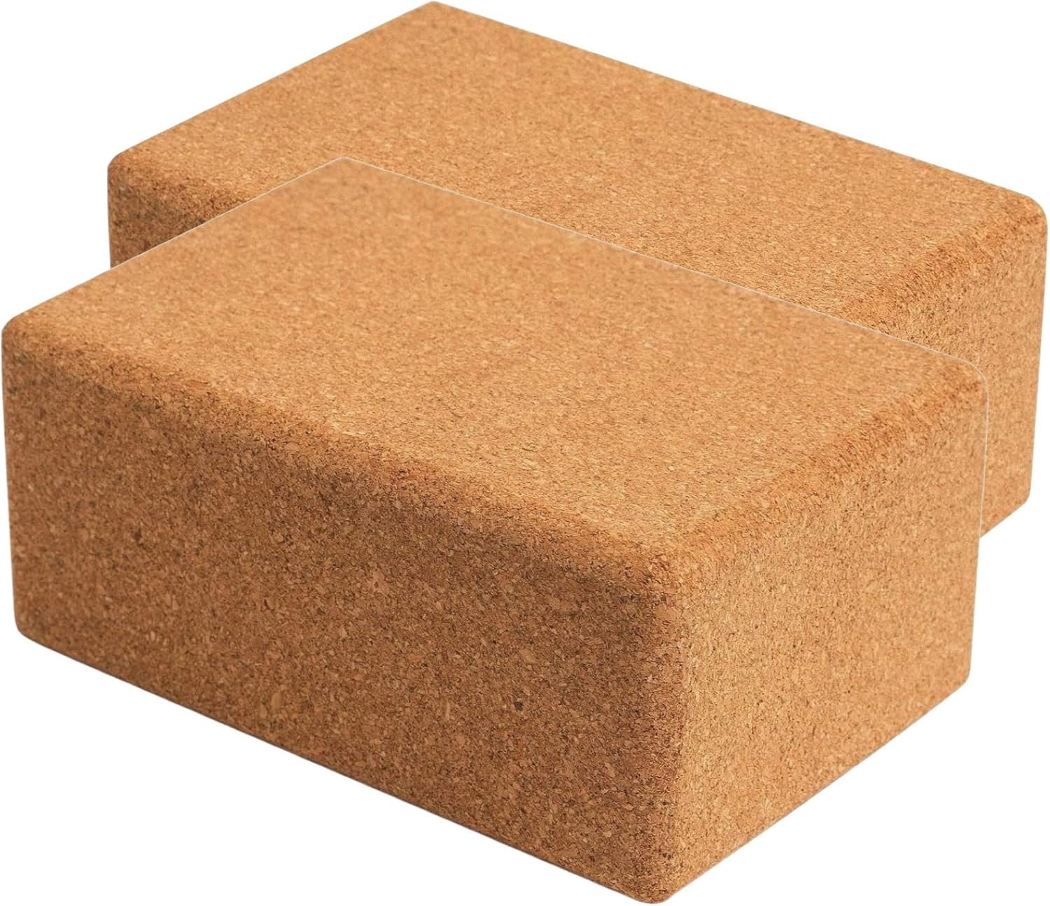 Cork Yoga Blocks 2 Pack Set -Natural Cork from Portugal, 9″x6″x4″ Yoga Blocks Non-Slip&Anti-Tilt for Women| Men, Lightweight, Odor-Resistant| Moisture-Proof, Perfect Yoga Equipment