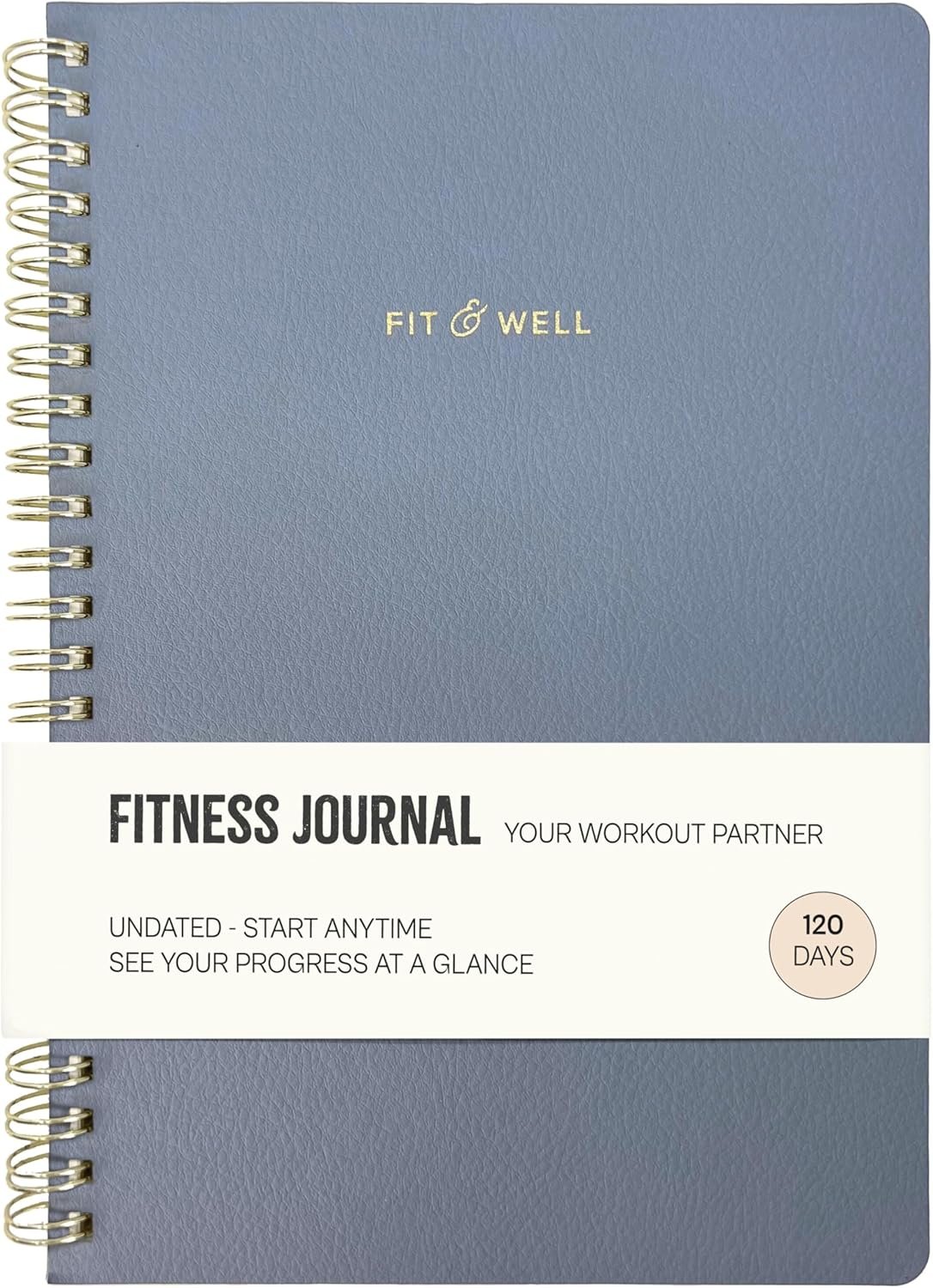 Kunitsa Co. Fitness Journal for Women – Track Workouts, Meals, and Weight Loss, Undated, Fits 120 Workouts, Dusty Blue, 6 x 8.5 Inches