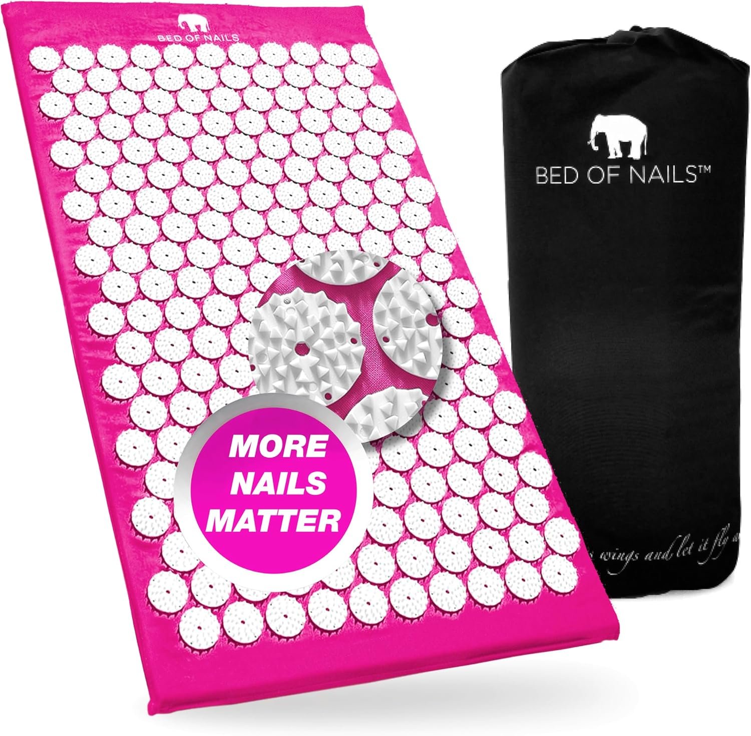 Bed of Nails Original Acupressure Mat with 8820 Precision Nails for Massage Therapy, 29 x 16 x 1″, Pink