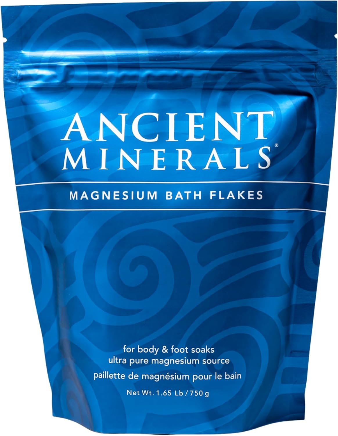 Ancient Minerals Magnesium Bath Flakes of Pure Genuine Zechstein Chloride – Resealable Magnesium Supplement Bag that Will Outperform Leading Epsom Salts 1.65 lbs