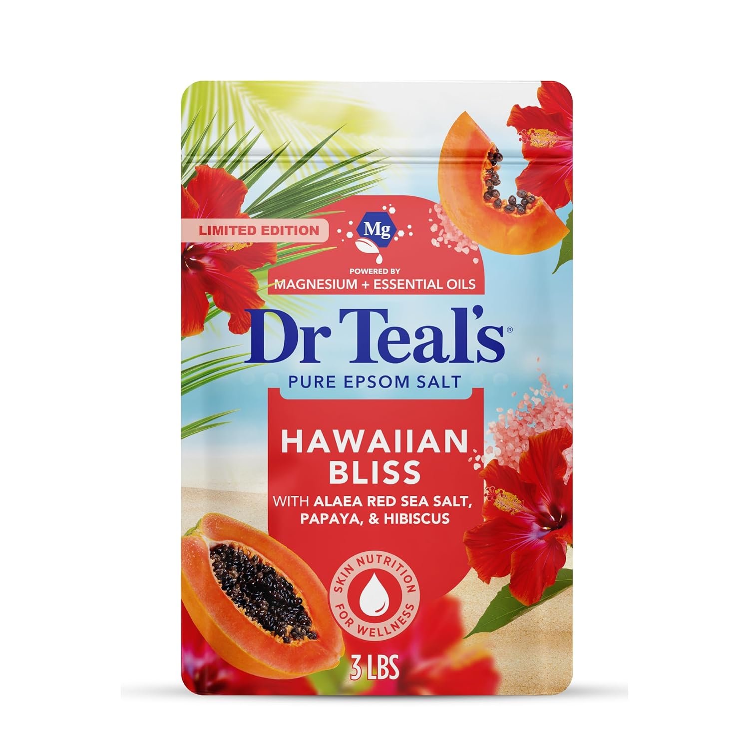 Dr Teal’s Epsom Salt Magnesium Soak, Limited Edition Hawaiian Bliss, 3 lbs