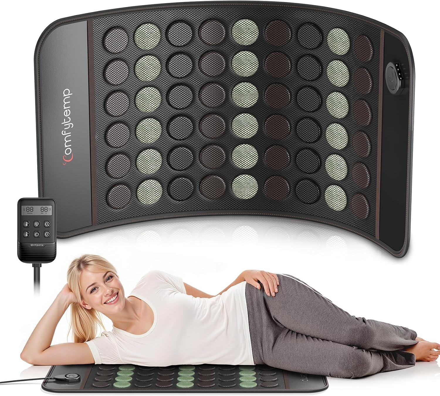 Comfytemp Extra Large Far Infrared Heating Pad 17″×33″ for Back Full Body, FSA Eligible HSA XXL Electric Heat Pad with Jade Tourmaline Natural Stone Deeper FIR Heat, 6 Heat 8 Timer, Gift for Women Men