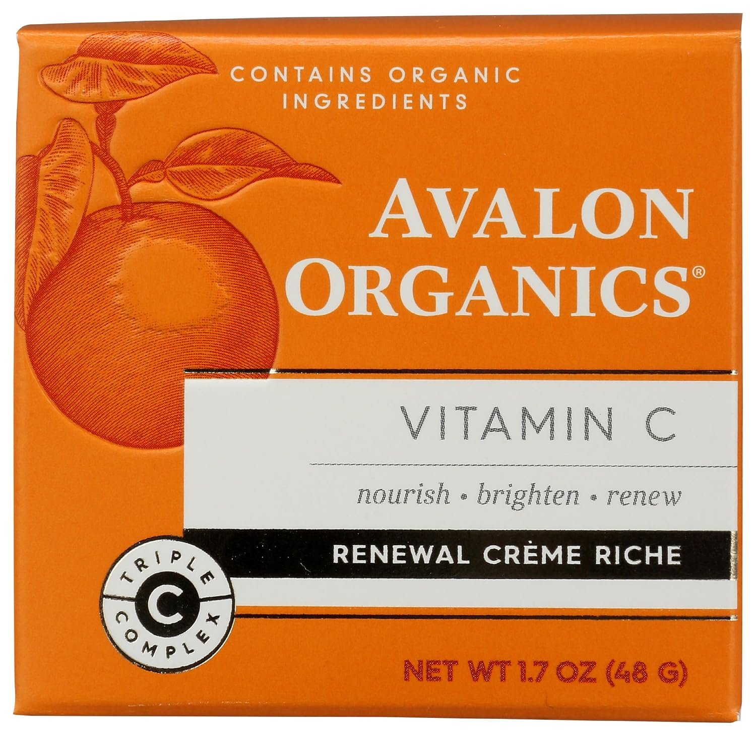 Avalon Organics Skin Moisturizer with Vitamin C, 1.7 Oz, Dermatologist Tested, Plant-Based Formula, Cruelty-Free