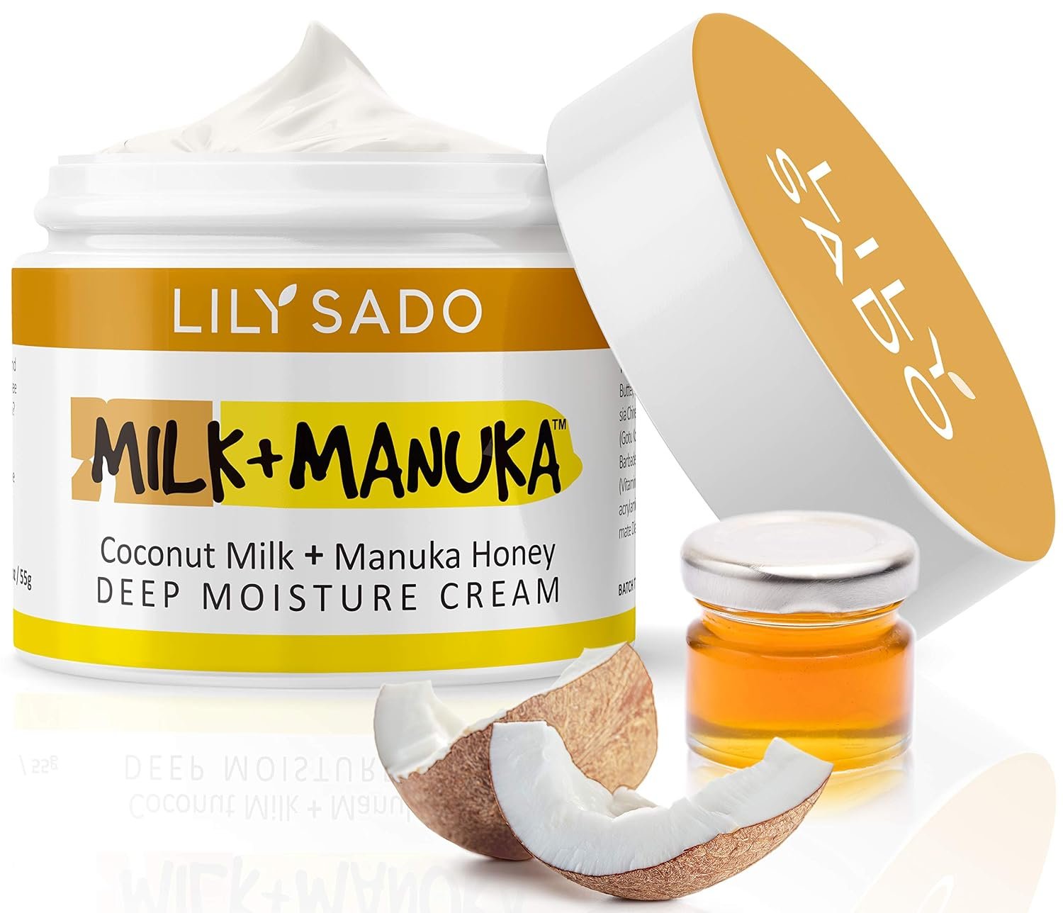 LILY SADO MILK+MANUKA™ Coconut Milk & Manuka Honey Natural Face Moisturizer – Non Greasy Organic Facial Cream with Cocoa Butter & Gotu Kola – Amazing Anti-aging, Cruelty-Free Formula. For Women & Men