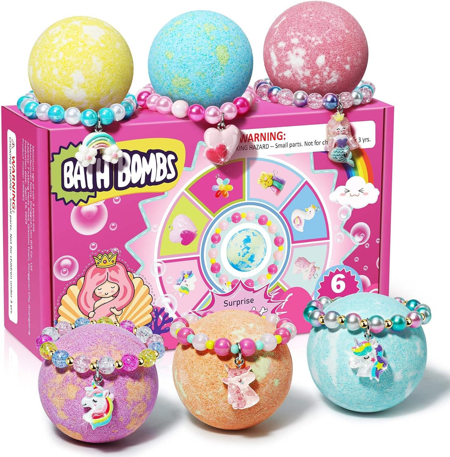 Unicorn Bath Bombs for Kids Girls with Bracelet Inside, sanyi Boo Basket Stuffers Bubble Bath Toys Birthday Gifts Christmas Stocking Stuffers for 4 5 6 7 8 Year Old Girl Daughter Granddaughter