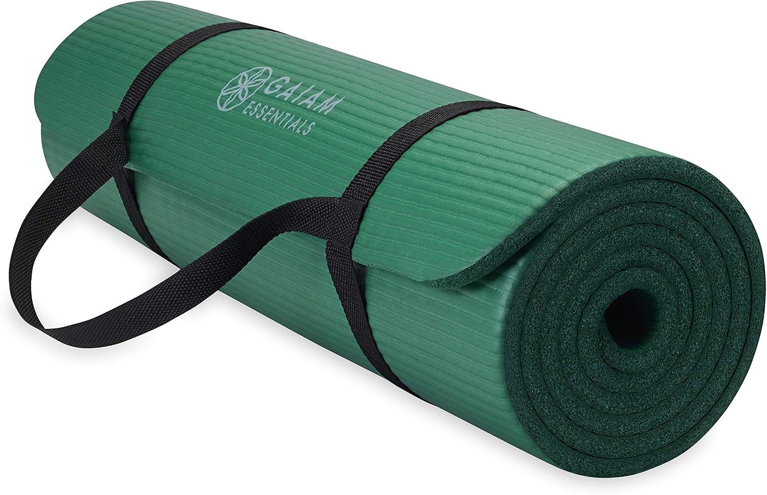 Gaiam Essentials 2/5″ Thick (10mm) Yoga & Pilates, Fitness & Exercise Mat with Easy-Cinch Carrier Strap Cusion Support For Fitness and Gym Workouts