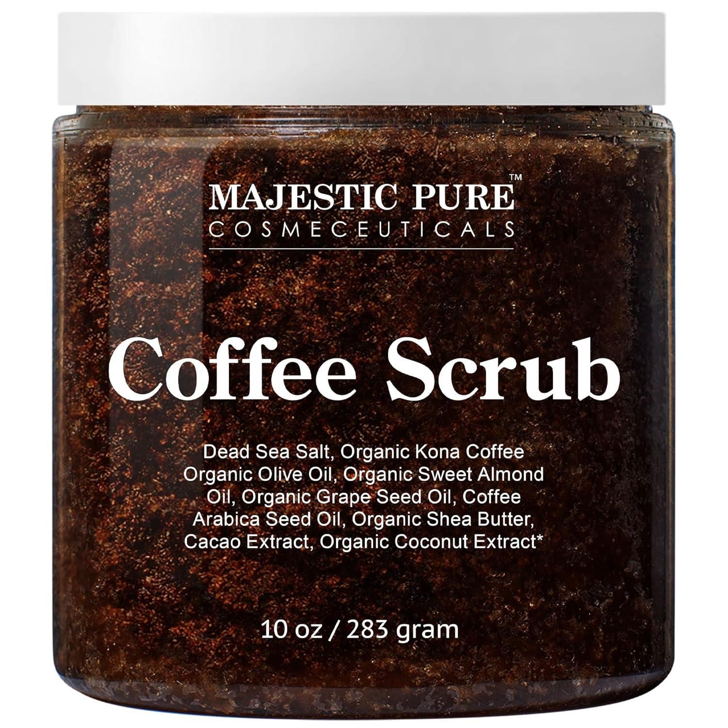 MAJESTIC PURE Arabica Coffee Scrub – All Natural Exfoliating Body Scrub for Skin Care, Stretch Marks, Acne & Cellulite, Reduce the Look of Spider Veins, Eczema, Age Spots & Varicose Veins – 10 Ounces