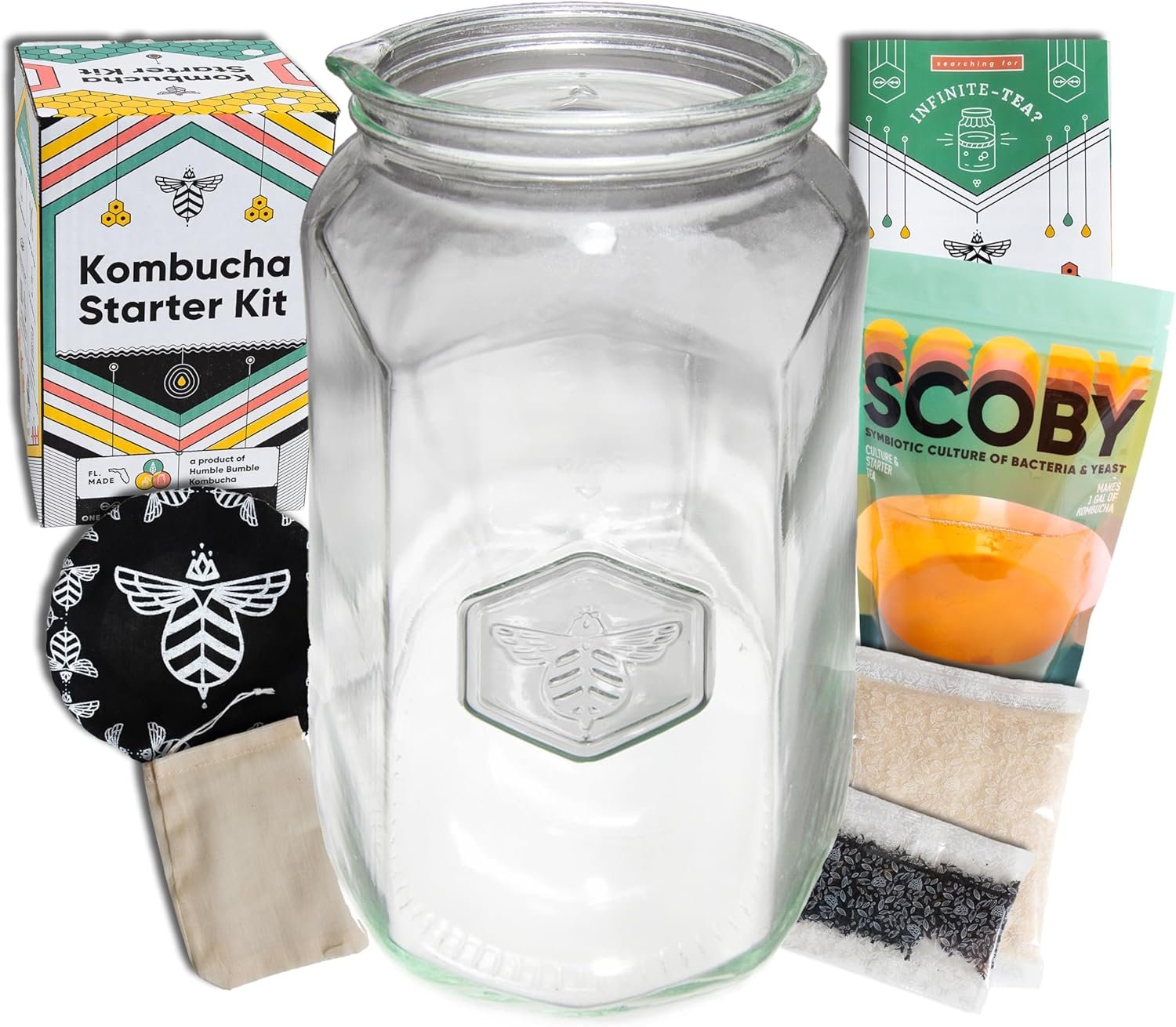 Craft A Brew Home Brewing Starter Kit Kombucha Tea Kit – Home Kombucha Kit – Fermentation Starter with Kombucha SCOBY – 1 Gallon