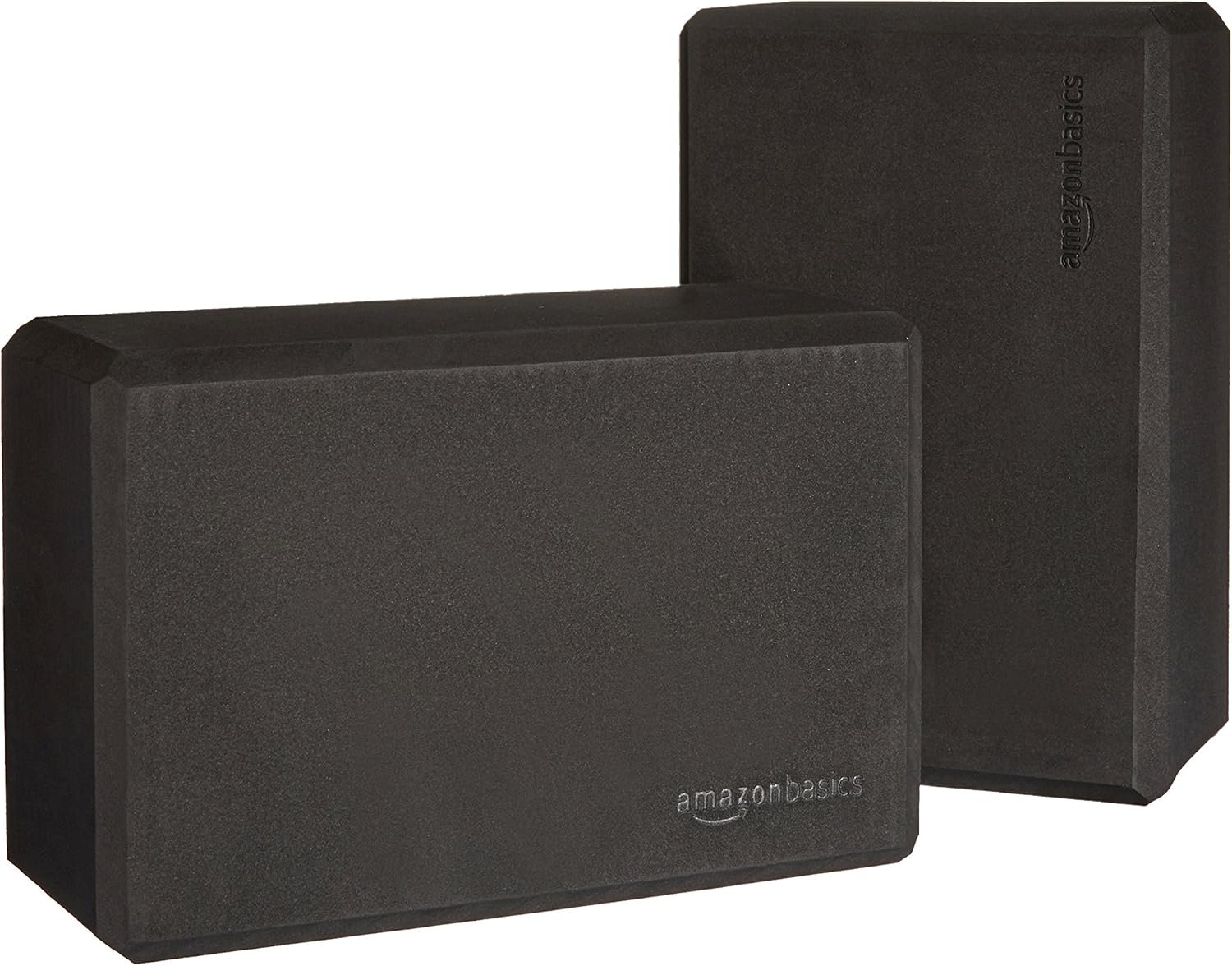 Amazon Basics Non-Slip Yoga Blocks, Set of 2, Deepen Poses, 4″ x 9″ x 6″, Black