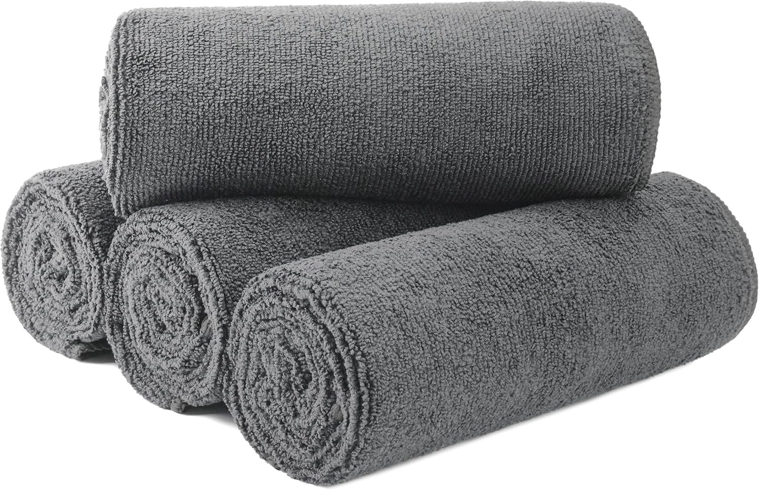 MICROFI New Microfiber Hair Drying Salon Towels, Quick Dry, Lint Free, 4 Pack 340 GSM (Gray)
