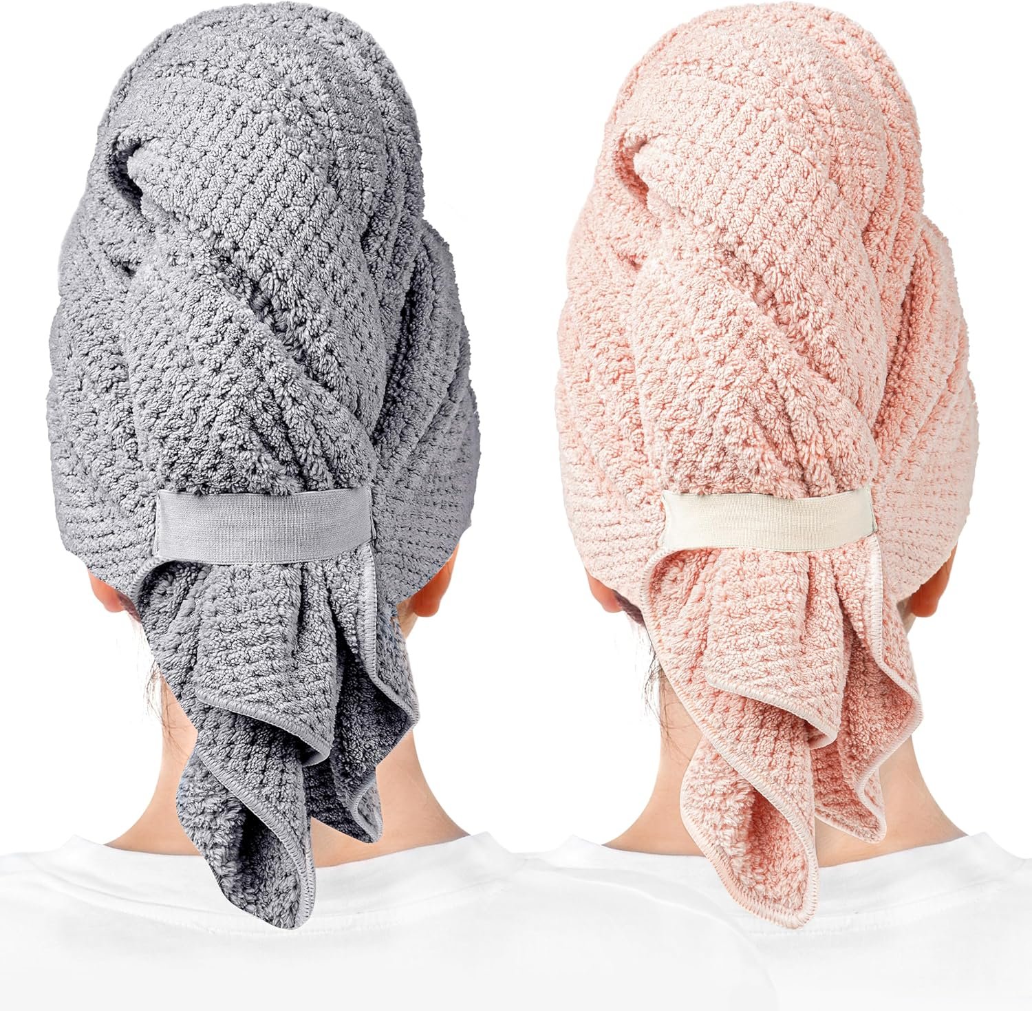 ROLSHOL 2 Packs Large Microfiber Hair Towels for Women, Super Absorbent & Quick Dry Hair Towel Wrap for Curly Hair Long & Short Hair- Anti-Frizz Hair Turbans for Wet Hair – 27.5”*39.4”