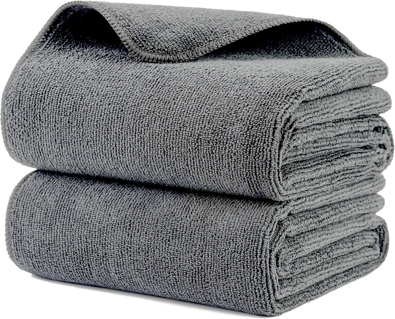 MICROFI New Microfiber Hair Drying Salon Towels, Quick Dry, Lint Free, 2 Pack 340 GSM (Gray)