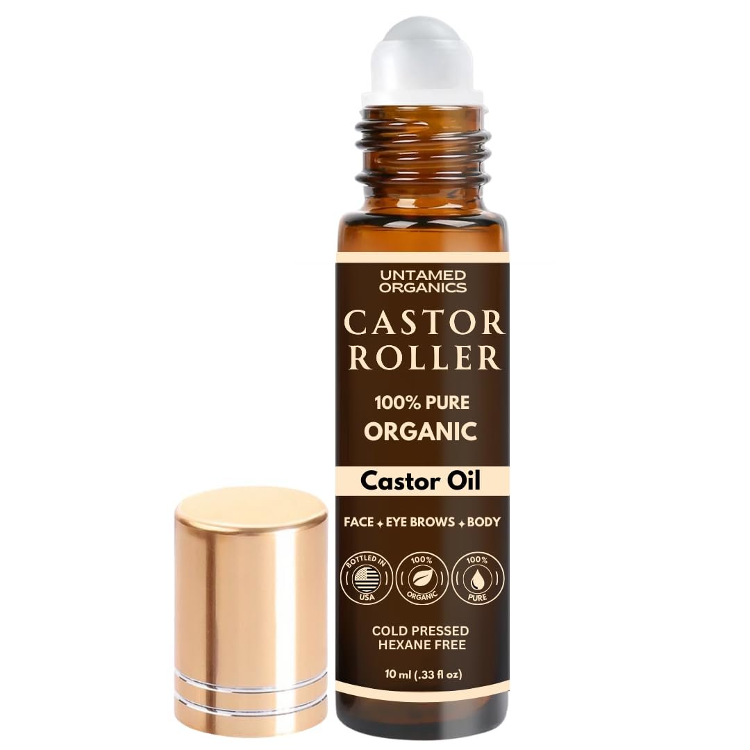 Untamed Organics 100% Organic Castor Oil Roll-On for Brows & Lashes, 10 mL
