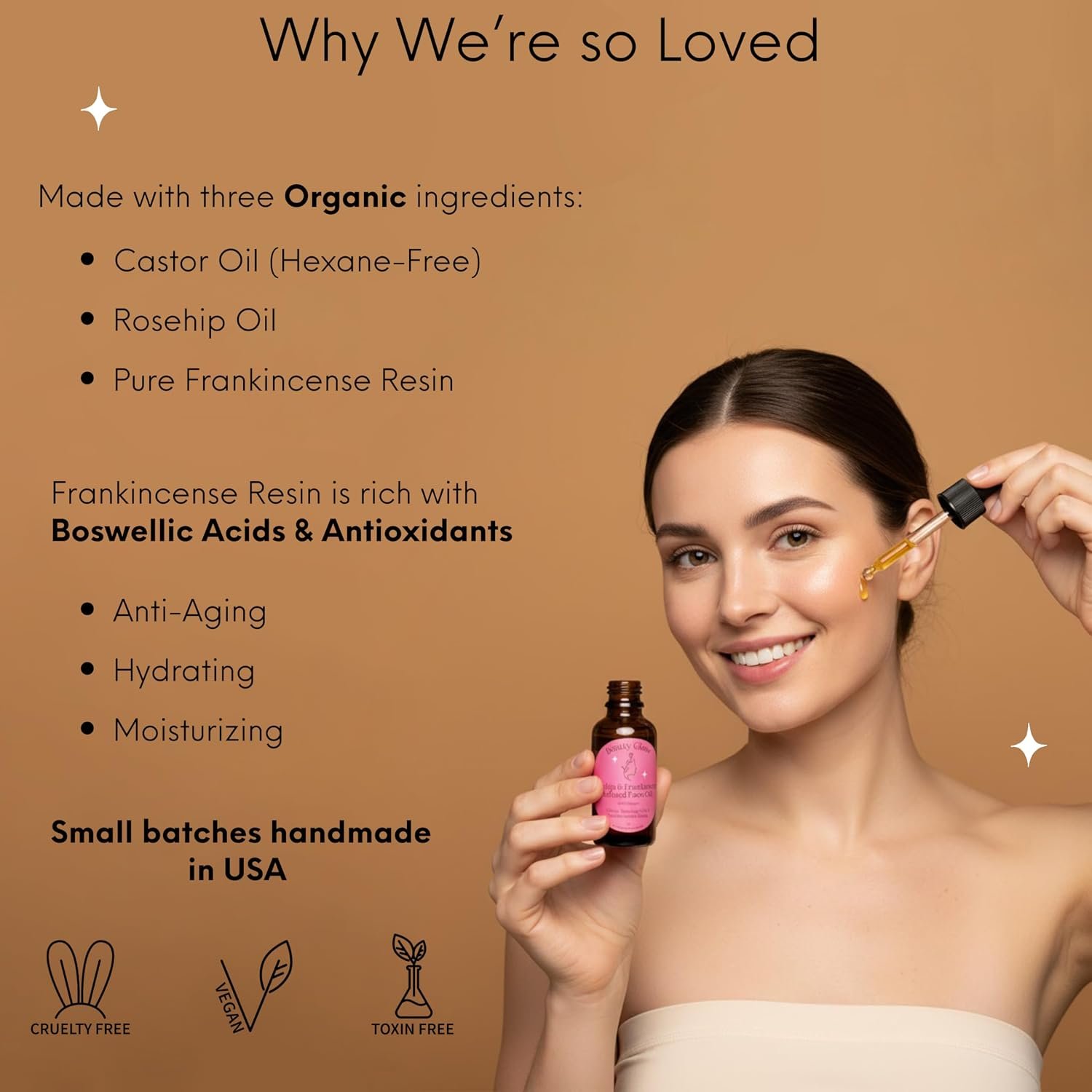 Frankincense Resin Infused Organic Castor & Rosehip Oils for Face Age Defying Miracle Facial Moisturizer Cold Pressed Serum Natural Skincare Hydrates Skin Moisturizing 1 Fl Oz