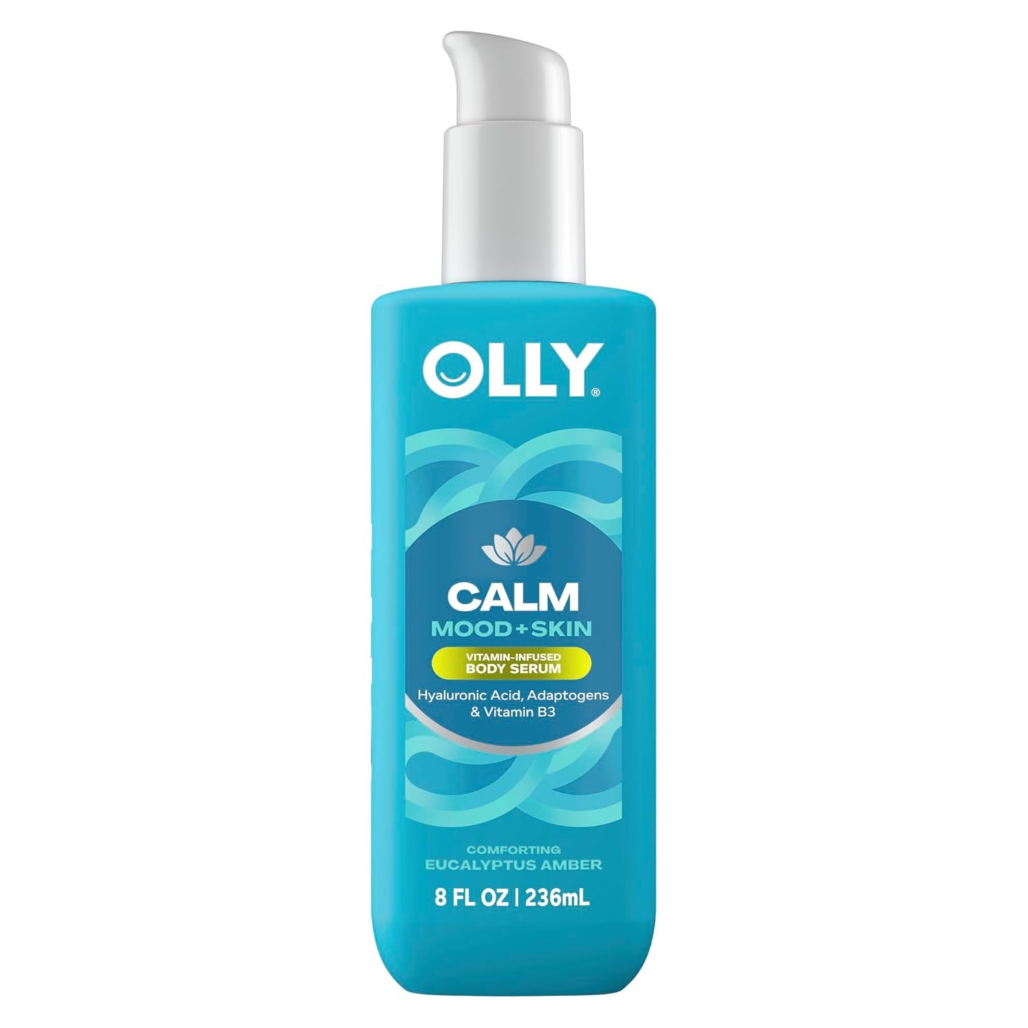 OLLY Calm Body Lotion-Serum Nourishing Cleanser Eucalyptus Amber Scent 8oz | For Skin Barrier Repair, Deep Hydration, with Hyaluronic Acid, Adaptogens & Vitamin B3